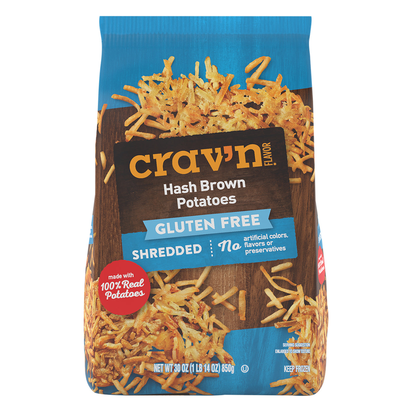 Crav'n Flavor Shredded Gluten Free Hash Brown Potatoes 30 oz