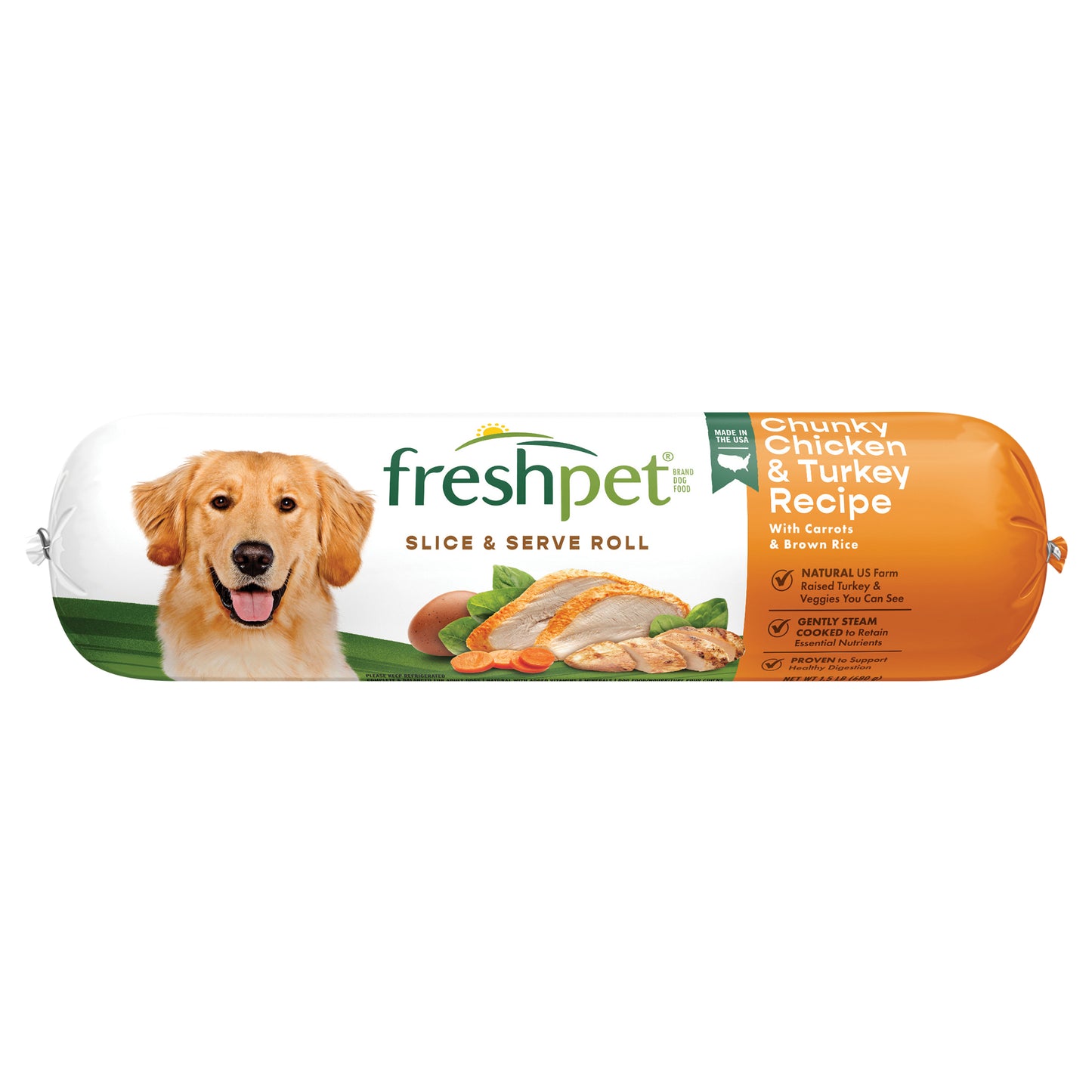 Freshpet Slice & Serve Roll Chunky Chicken & Turkey Recipe Dog Food 1.5 lb