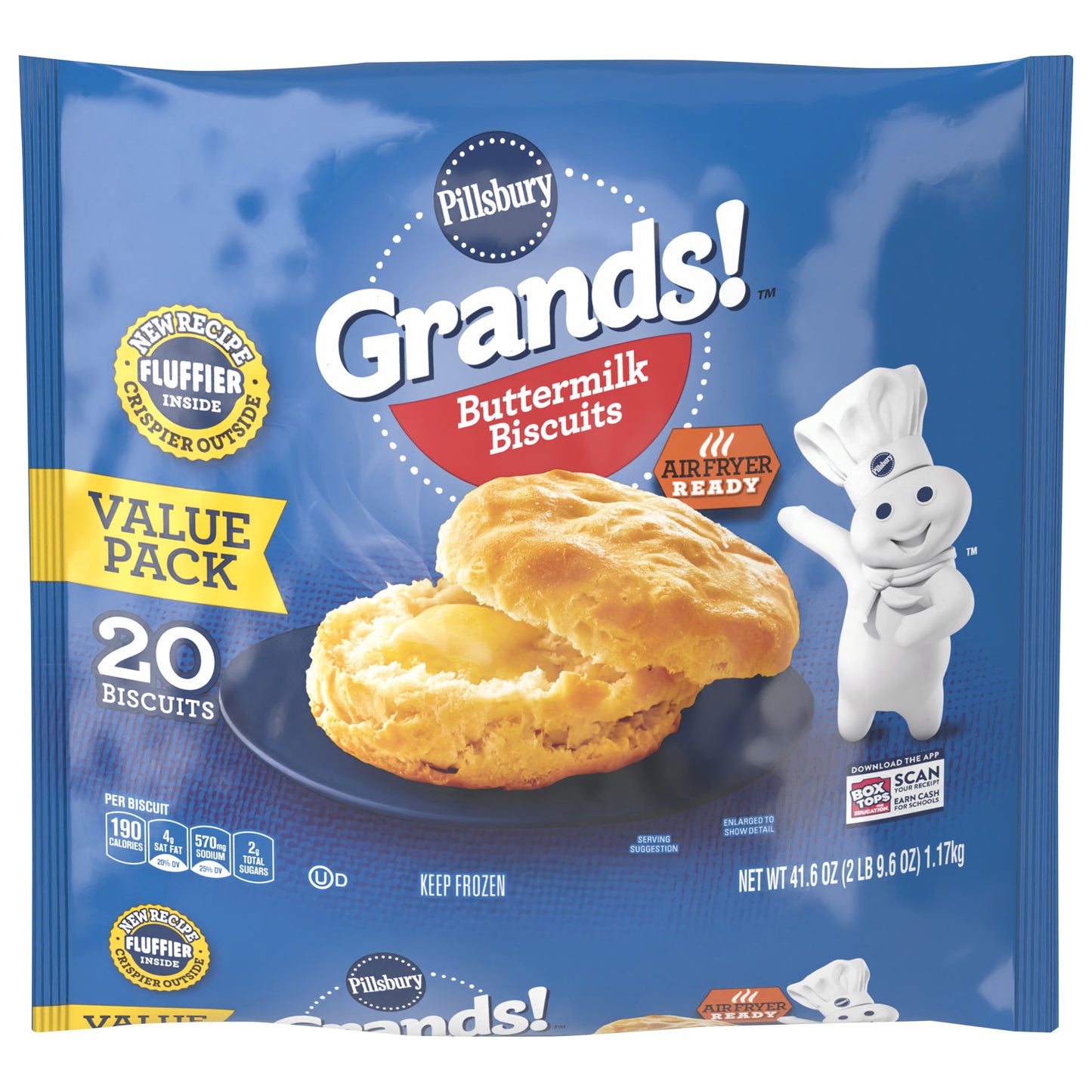 Pillsbury Grands! Buttermilk Biscuits Frozen Dough, Value Pack, 20 ct., 41.6 oz.