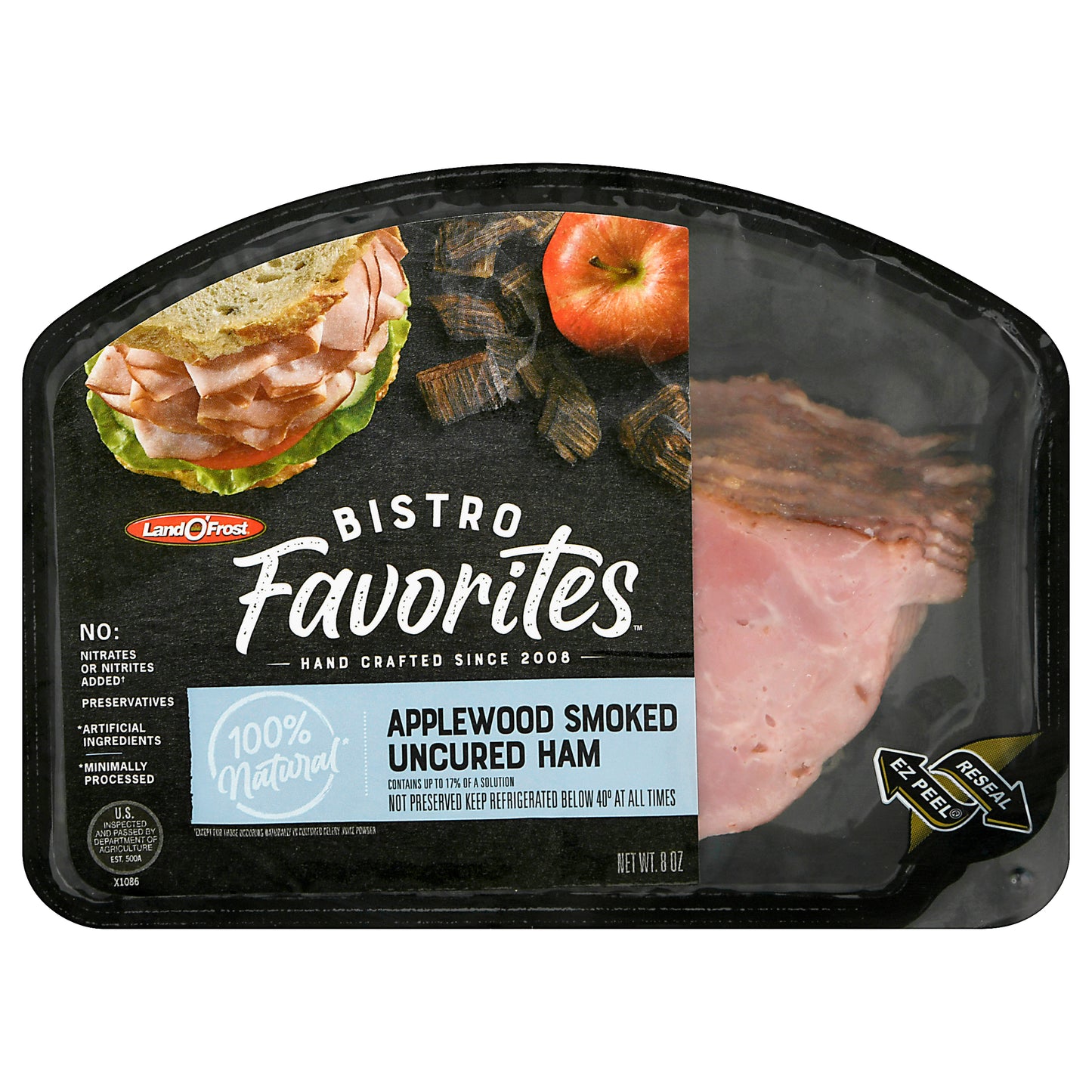 Land O'Frost Bistro Favorities Uncured Applewood Smoked Ham 8 oz