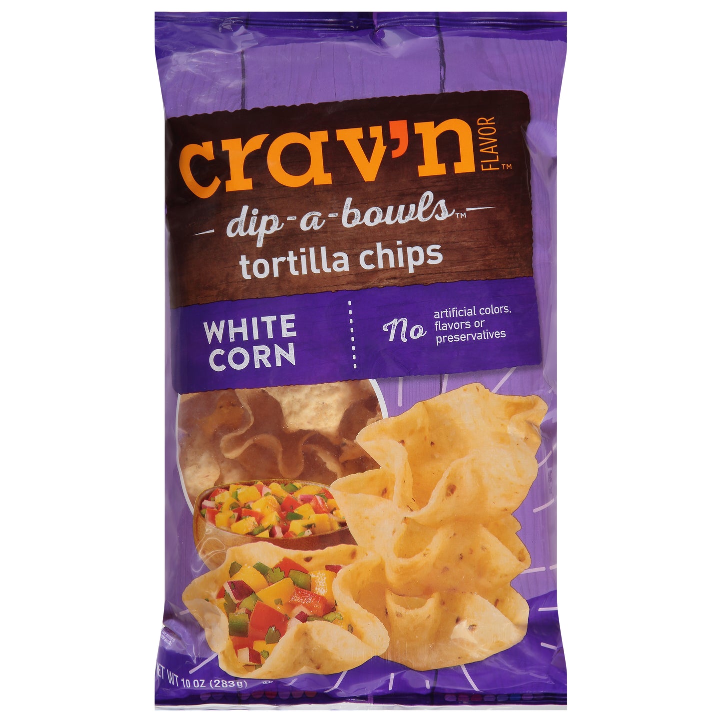 Crav'n Flavor Dip-A-Bowls White Corn Tortilla Chips 10 oz