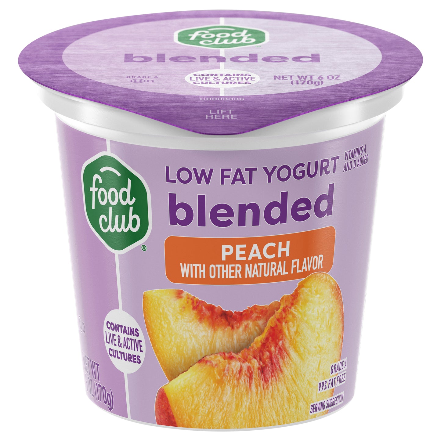 Food Club Blended Low Fat Peach Yogurt 6 oz