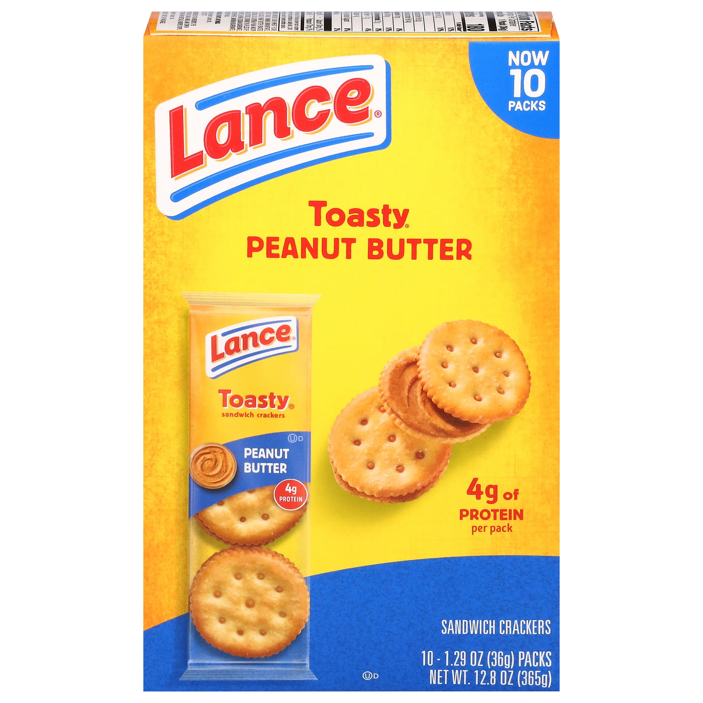 Lance Toasty Peanut Butter Sandwich Crackers 10 - 1.29 oz Packs