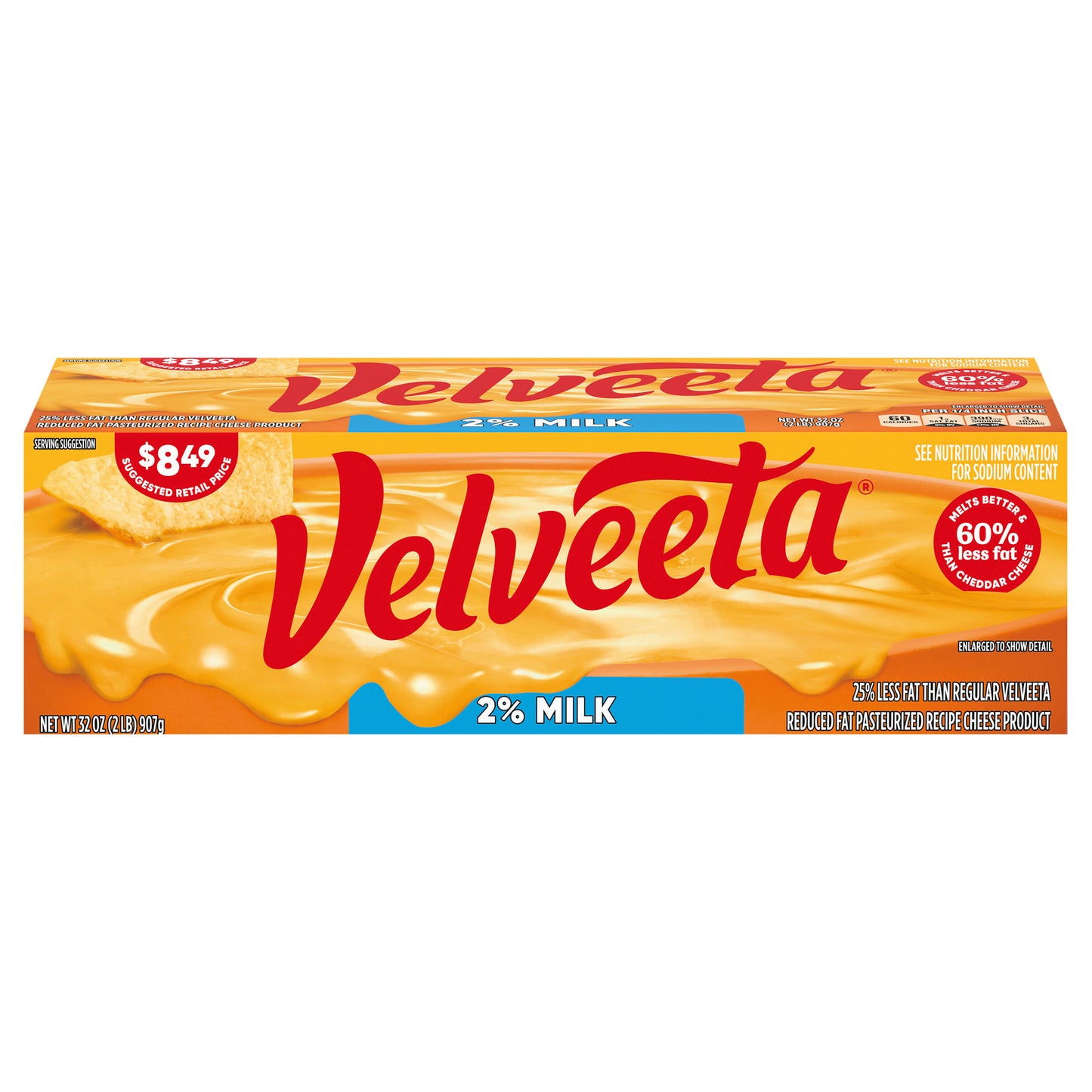 Velveeta 2% Milk Reduced Fat Pasteurized Recipe Cheese Product, 32 oz Block