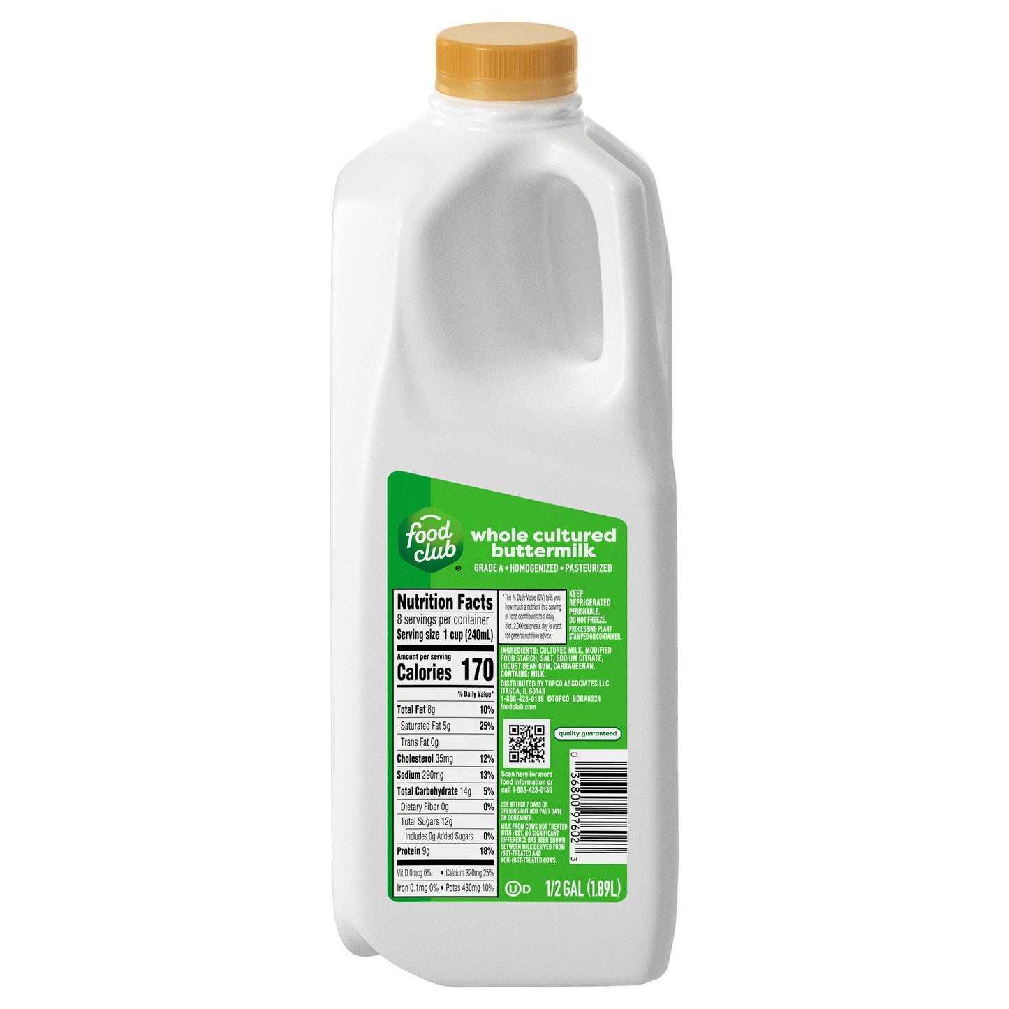 Food Club Whole Cultured Buttermilk 0.5 gal