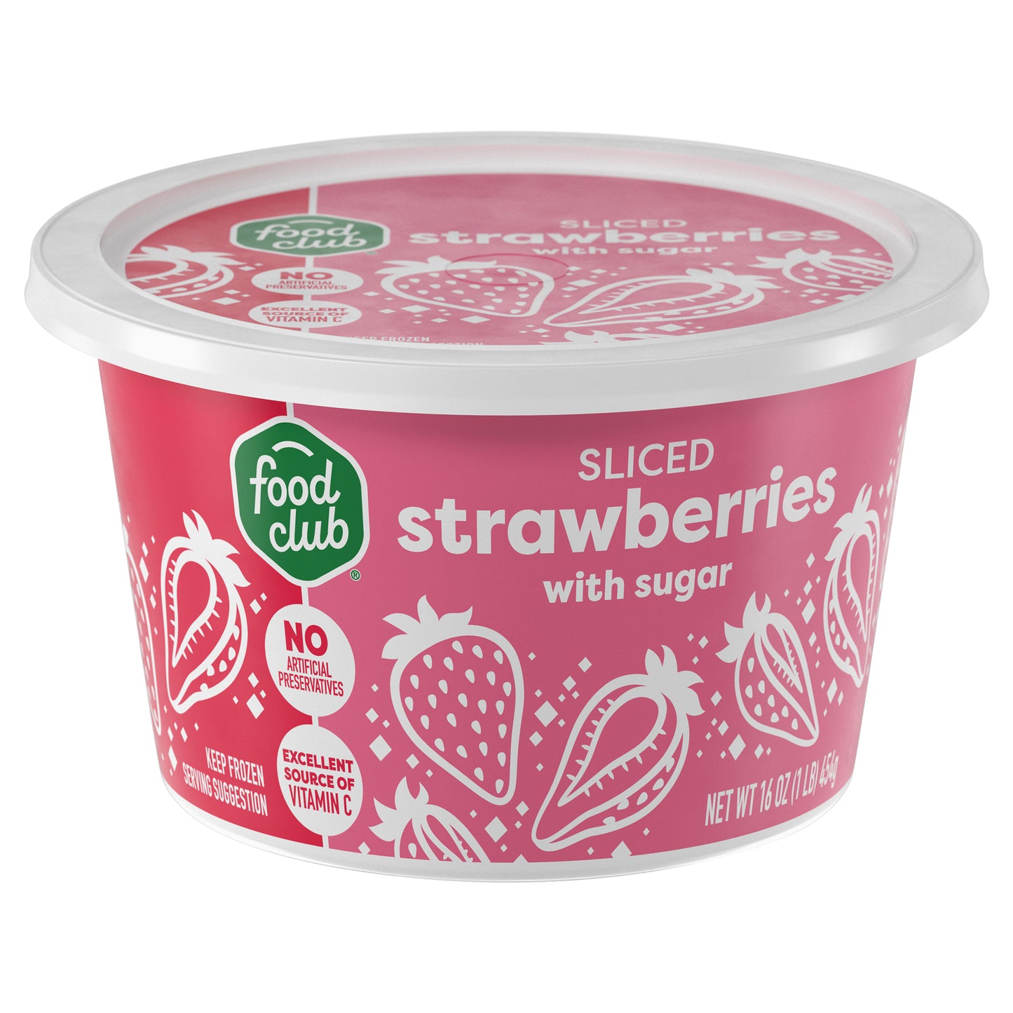 Food Club Sliced Strawberries with Sugar 16 oz