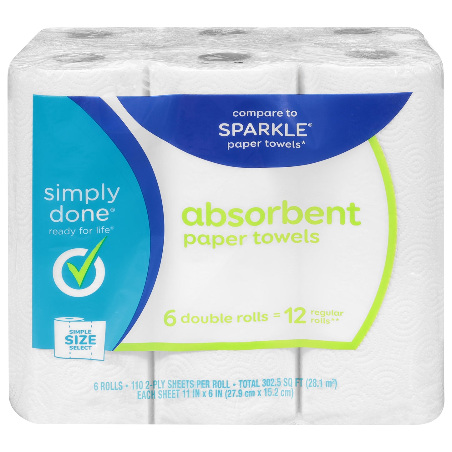 Simply Done 2-Ply Simple Size Select Absorbent Paper Towels 6 ea