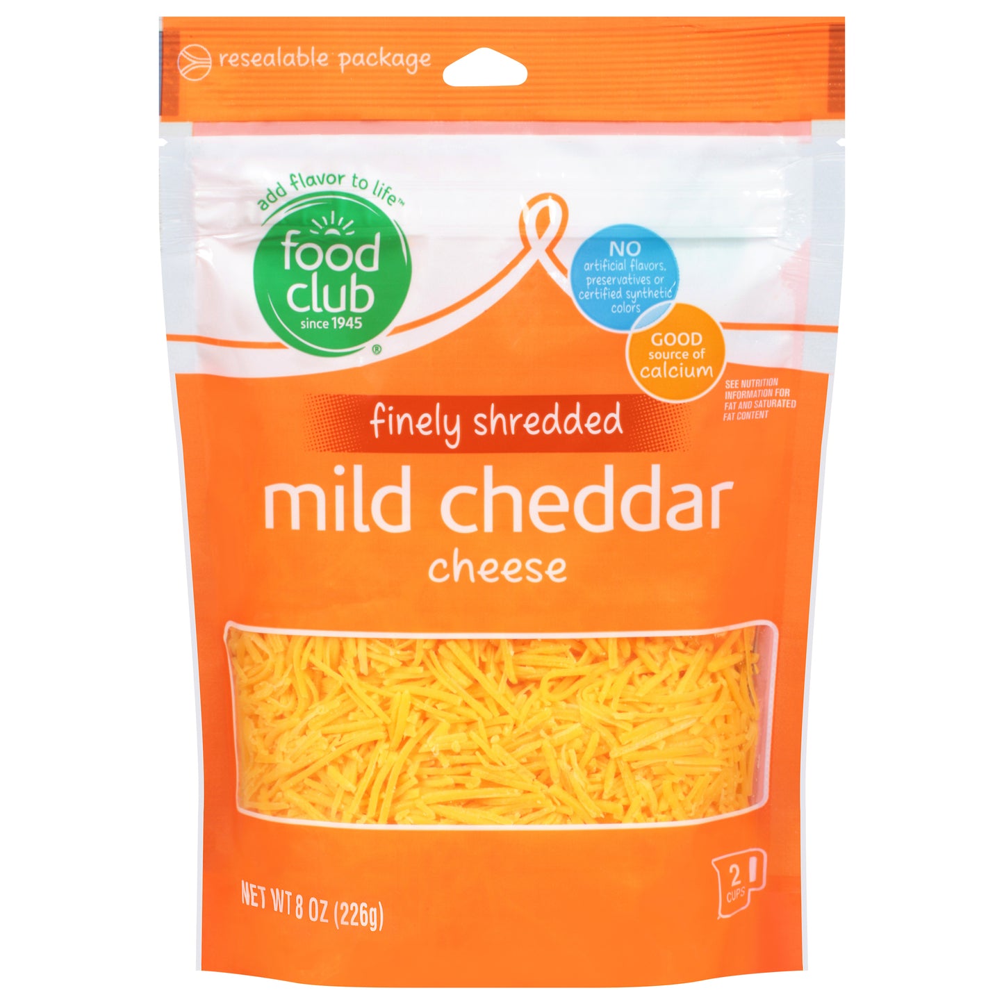 Food Club Mild Cheddar Finely Shredded Cheese 8 oz