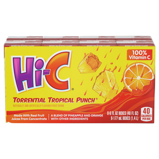 Hi-C Torrential Tropical Punch Cartons, 6 fl oz, 8 Pack