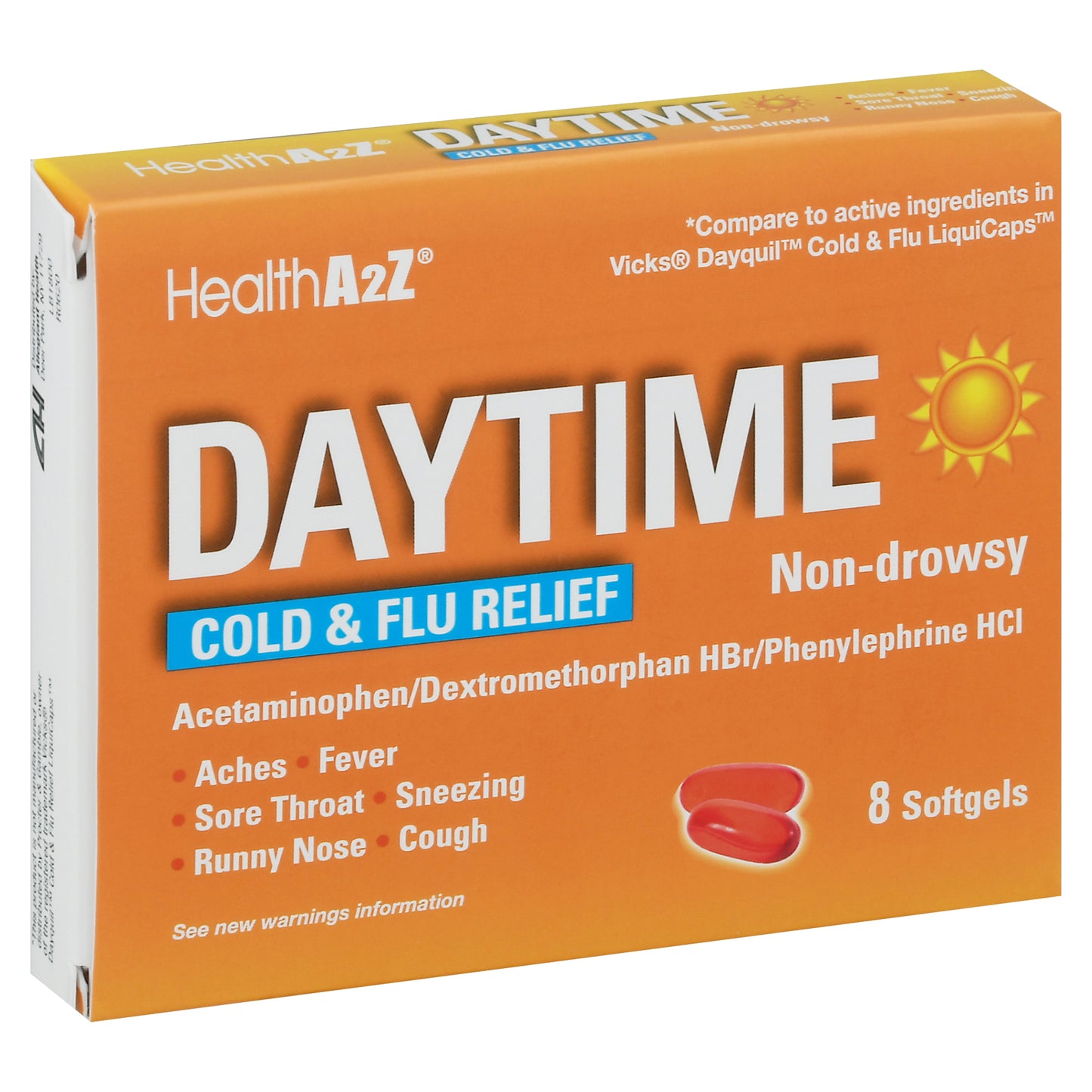 HealthA2Z Softgels Non-Drowsy Daytime Cold & Flu Relief 8 Softgels 8 ea