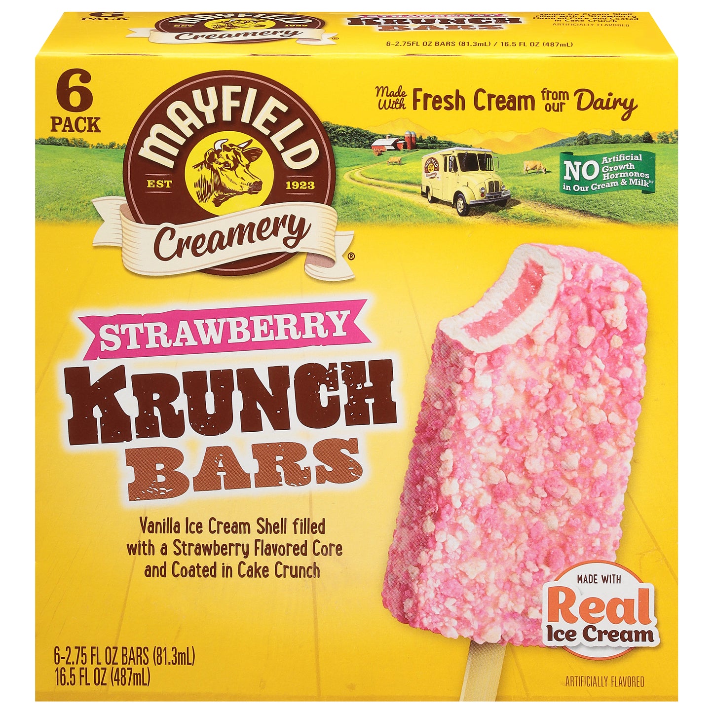 Mayfield Creamery 6 Pack Strawberry Krunch Bars 6 - 2.75 fl oz Packs