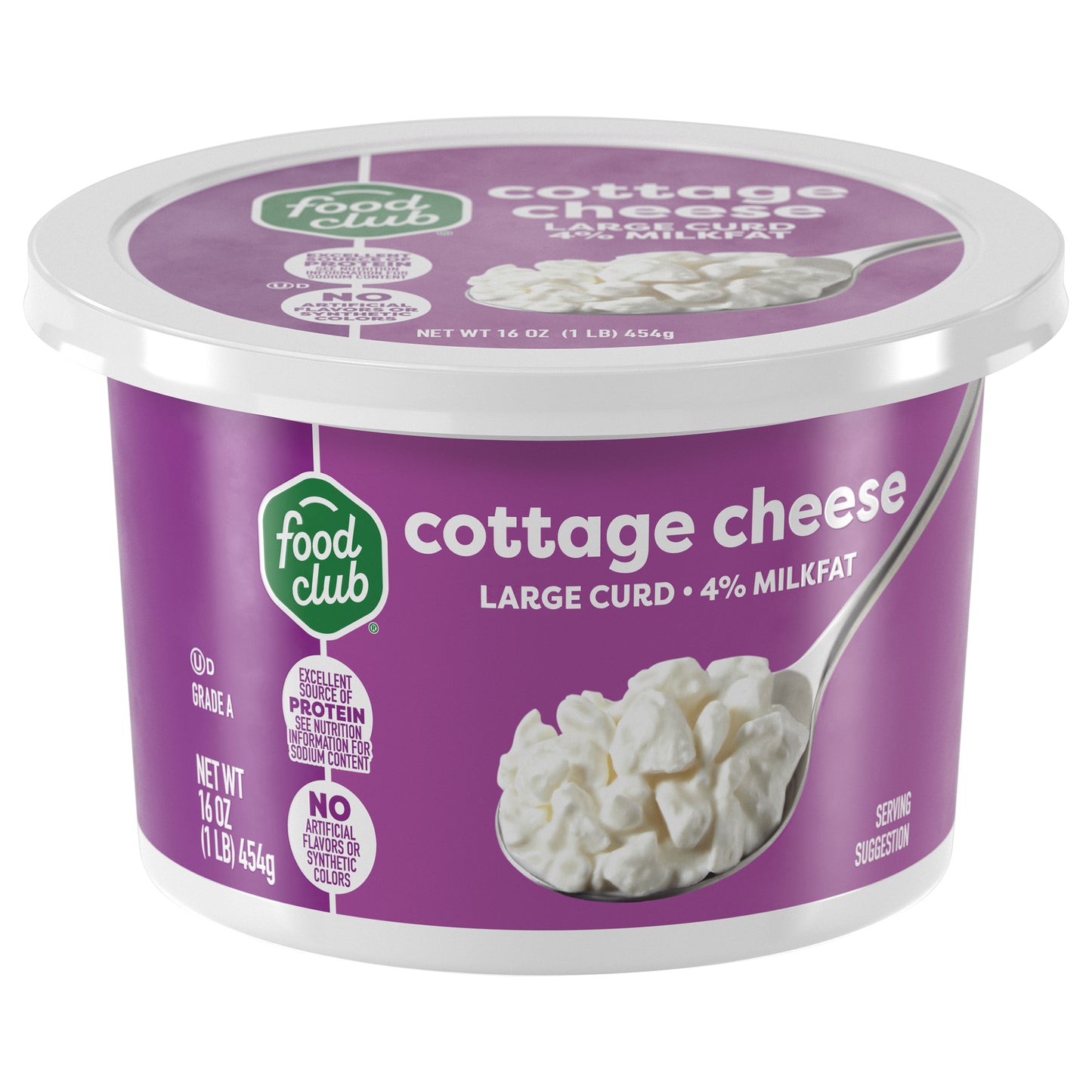 Food Club 4% Milkfat Minimum Large Curd Cottage Cheese 16 oz