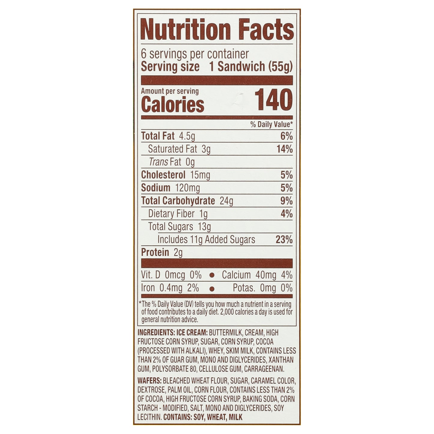 Mayfield Creamery Chocolate Ice Cream Sandwiches 6 - 3.5 fl oz Packs