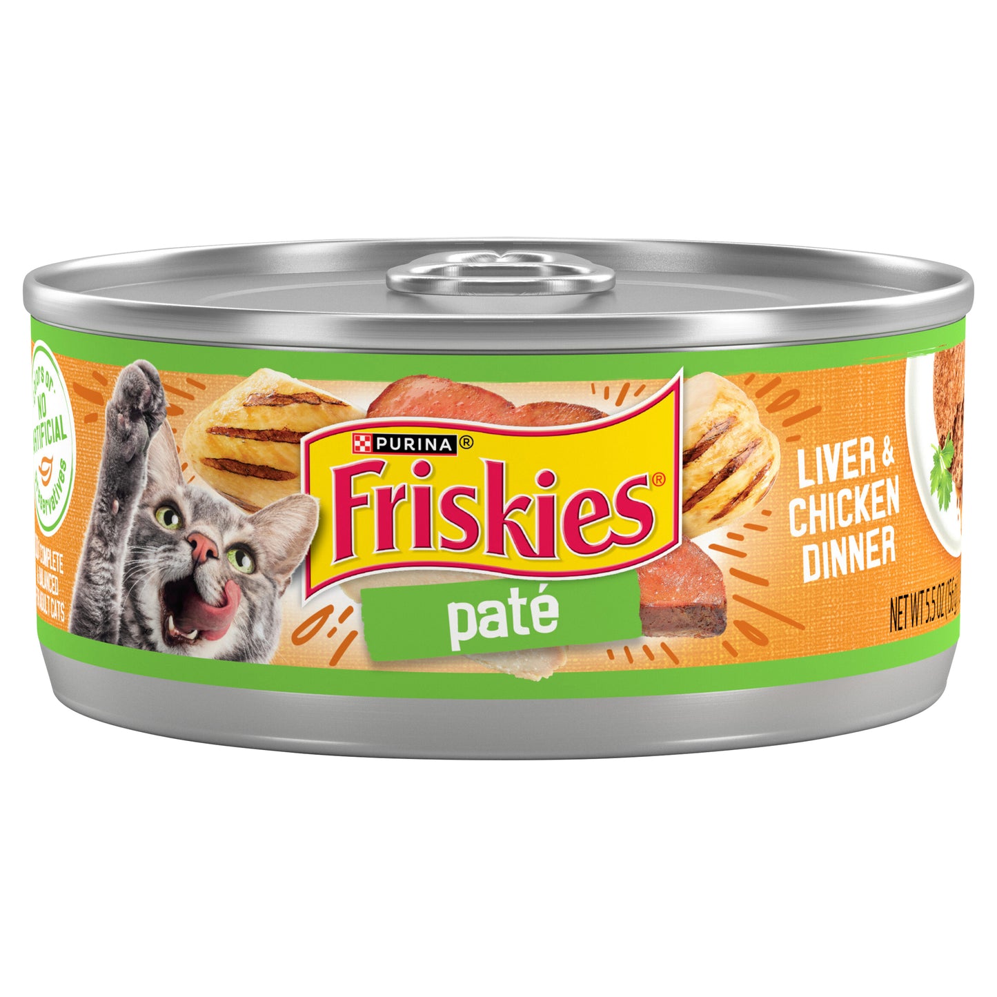 Purina Friskies Pate Wet Cat Food, Liver & Chicken Dinner - 5.5 oz. Can