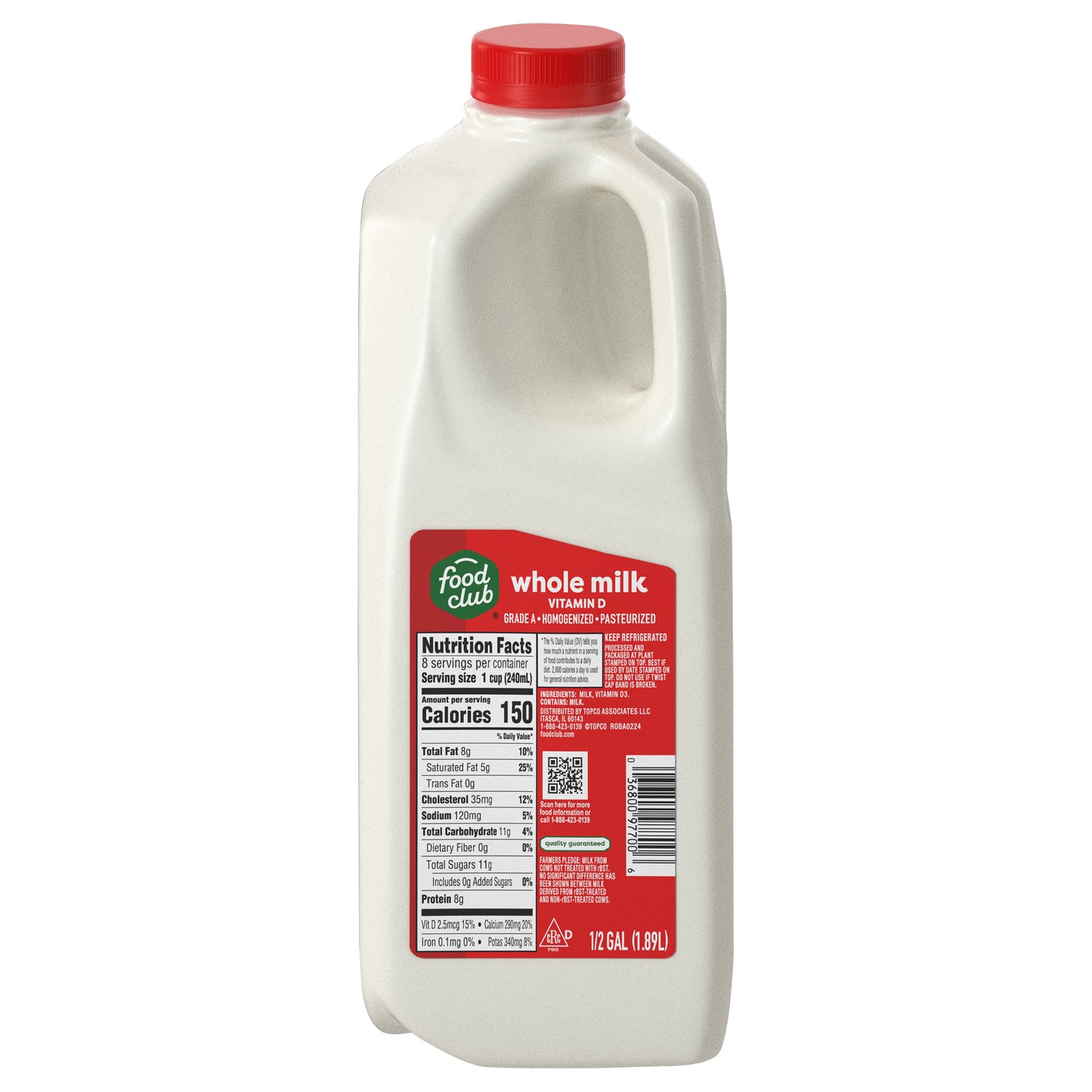 Food Club Whole Milk 0.5 gal