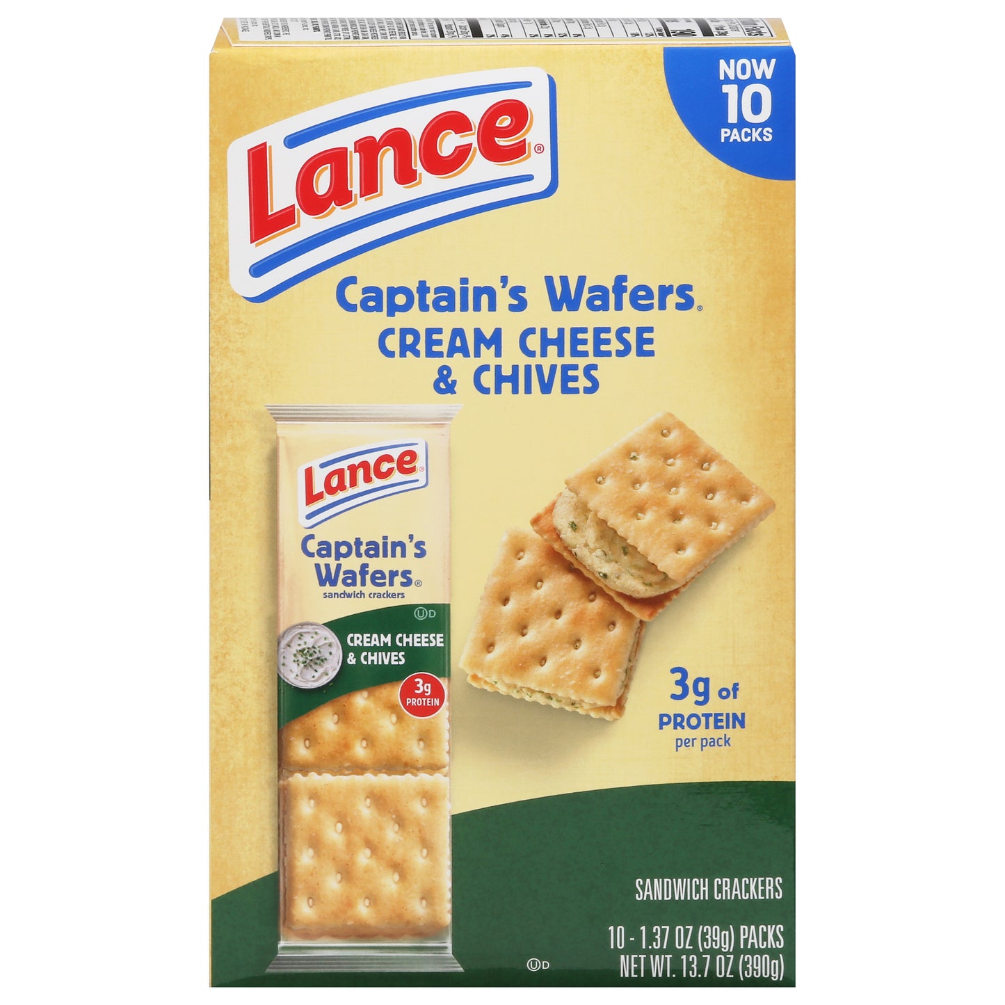 Lance Captain's Wafers Cream Cheese & Chives Sandwich Crackers 10 - 1.37 oz Packs