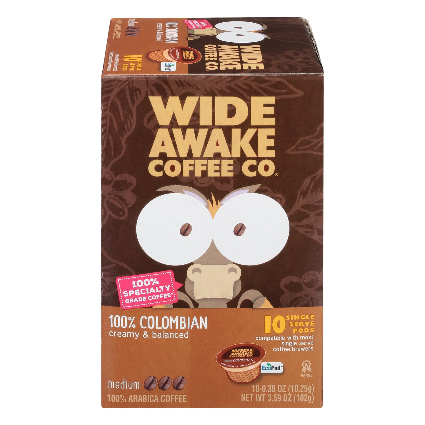 Wide Awake Coffee Co. Single Serve Pods Medium 100% Colombian Coffee 10 ea