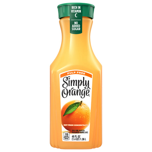 Simply Orange Pulp Free Juice Bottle, 46 fl oz