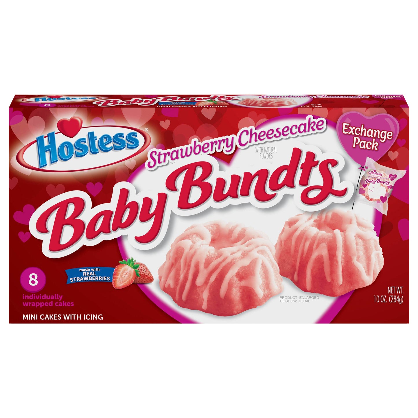 HOSTESS Valentine's Strawberry Cheesecake Baby Bundts, 8 Count, 10 oz
