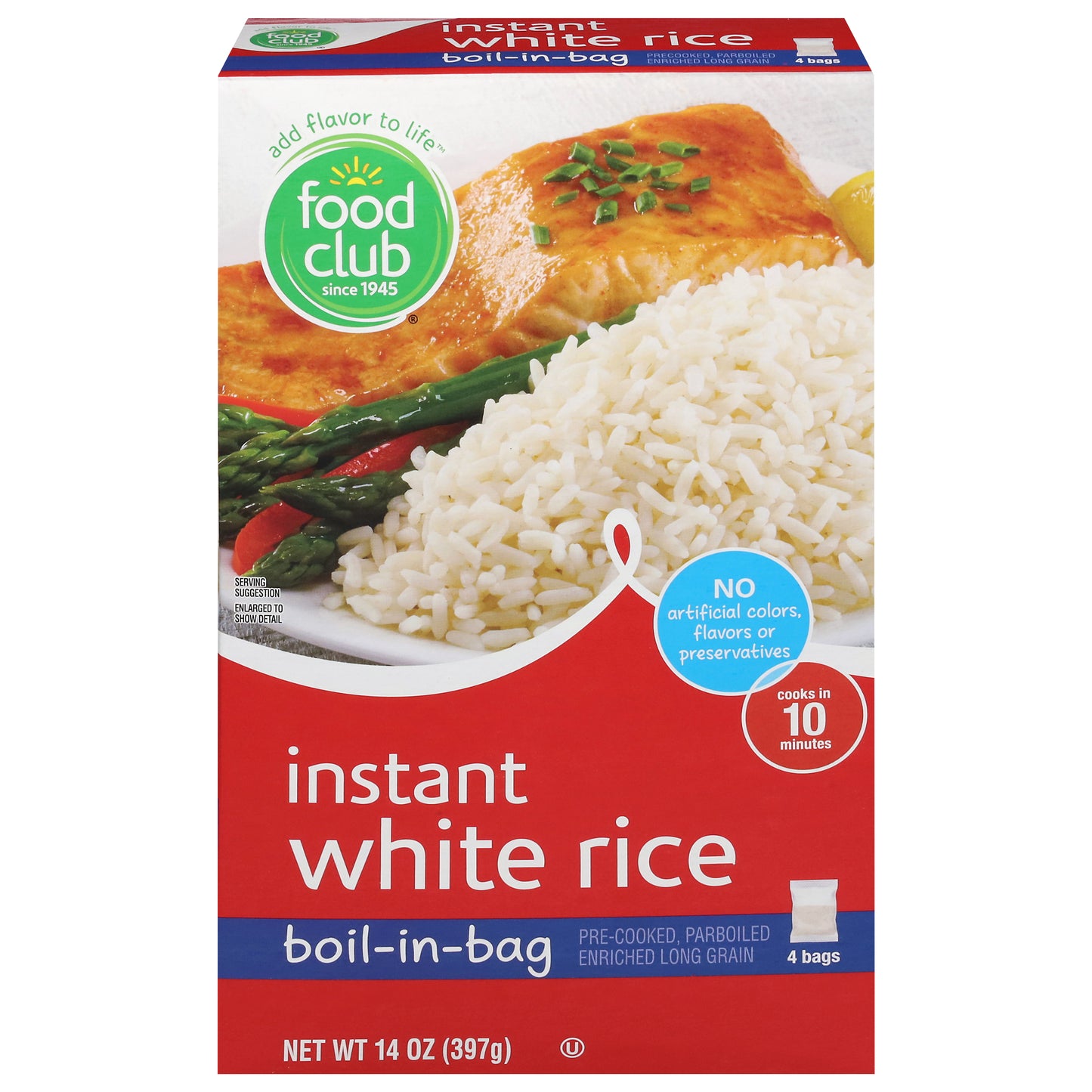 Food Club Boil-In-Bag Instant White Rice Bag 4 ea