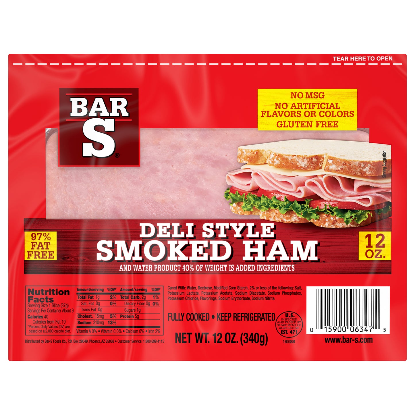 Bar-S® Deli Style Smoked Ham 12 oz. Pack