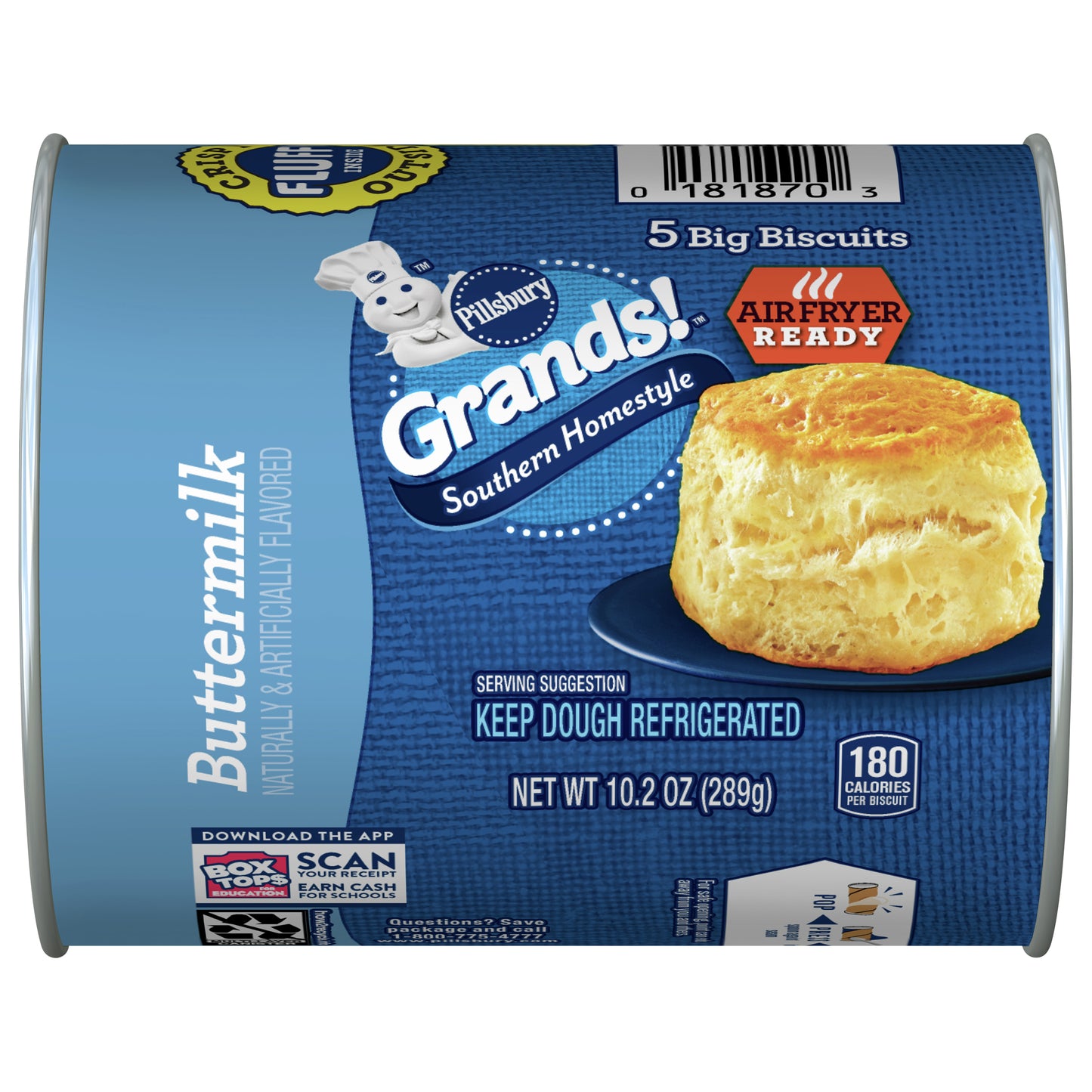 Pillsbury Grands! Southern Homestyle Buttermilk Biscuits, 5 Ct, 10.2 oz