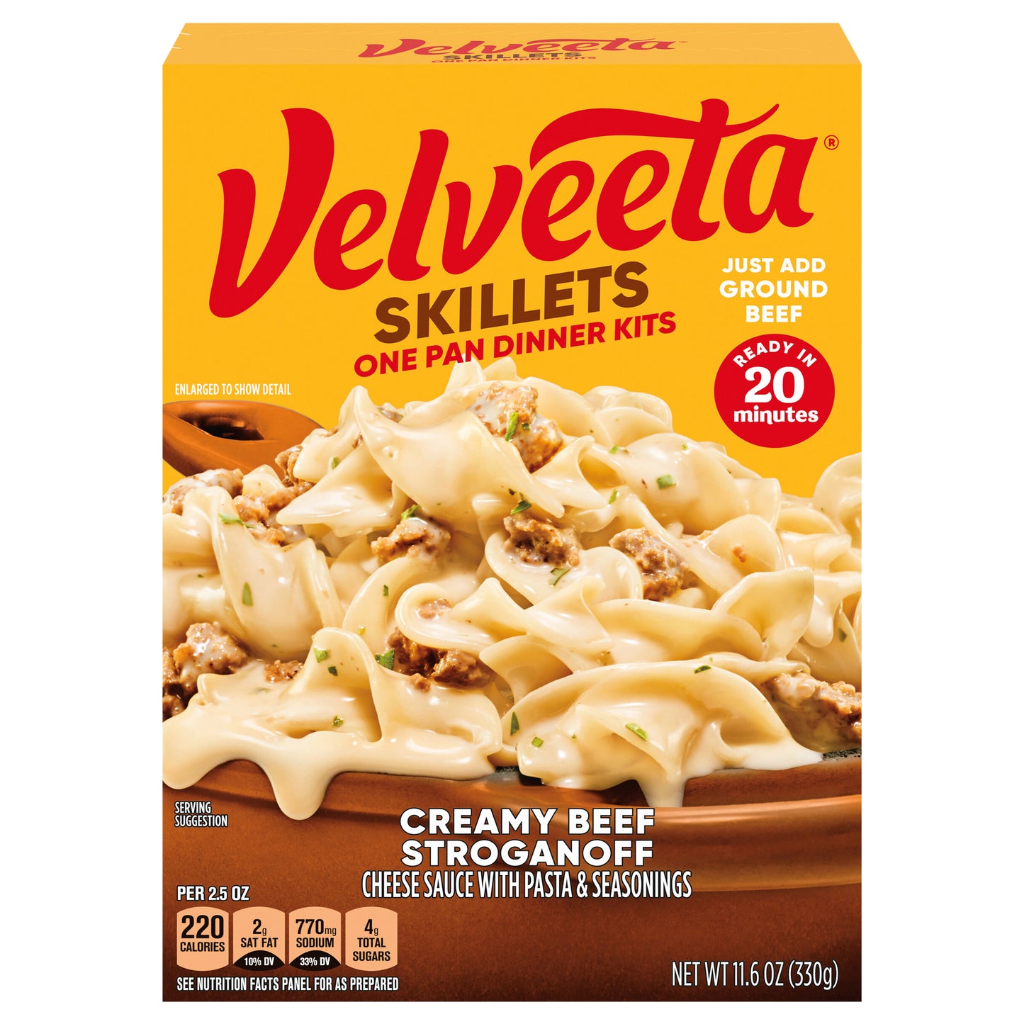 Velveeta Skillets Creamy Beef Stroganoff One Pan Dinner Kit, 11.6 oz Box