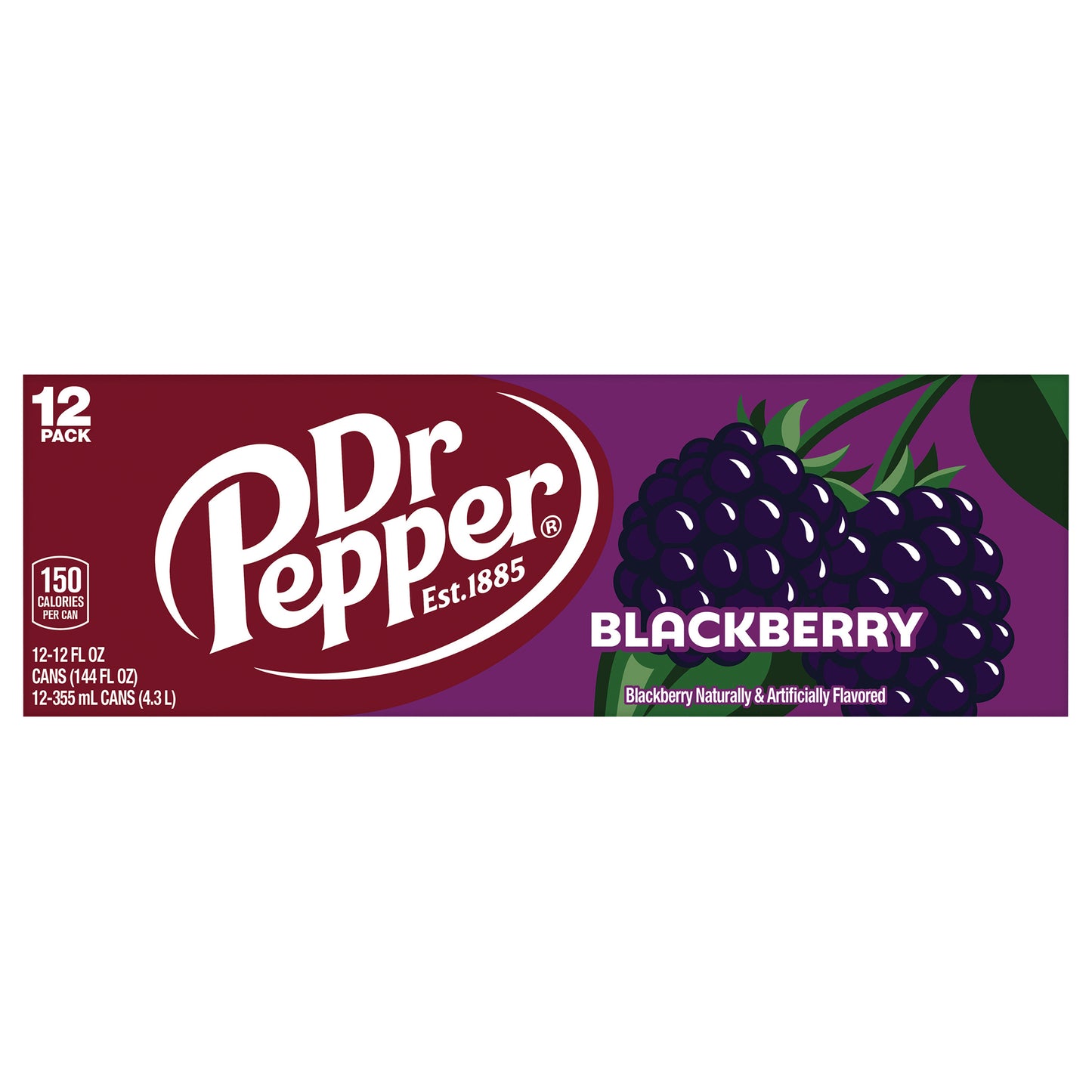 Dr Pepper Blackberry Soda, 12 fl oz cans, 12 pack
