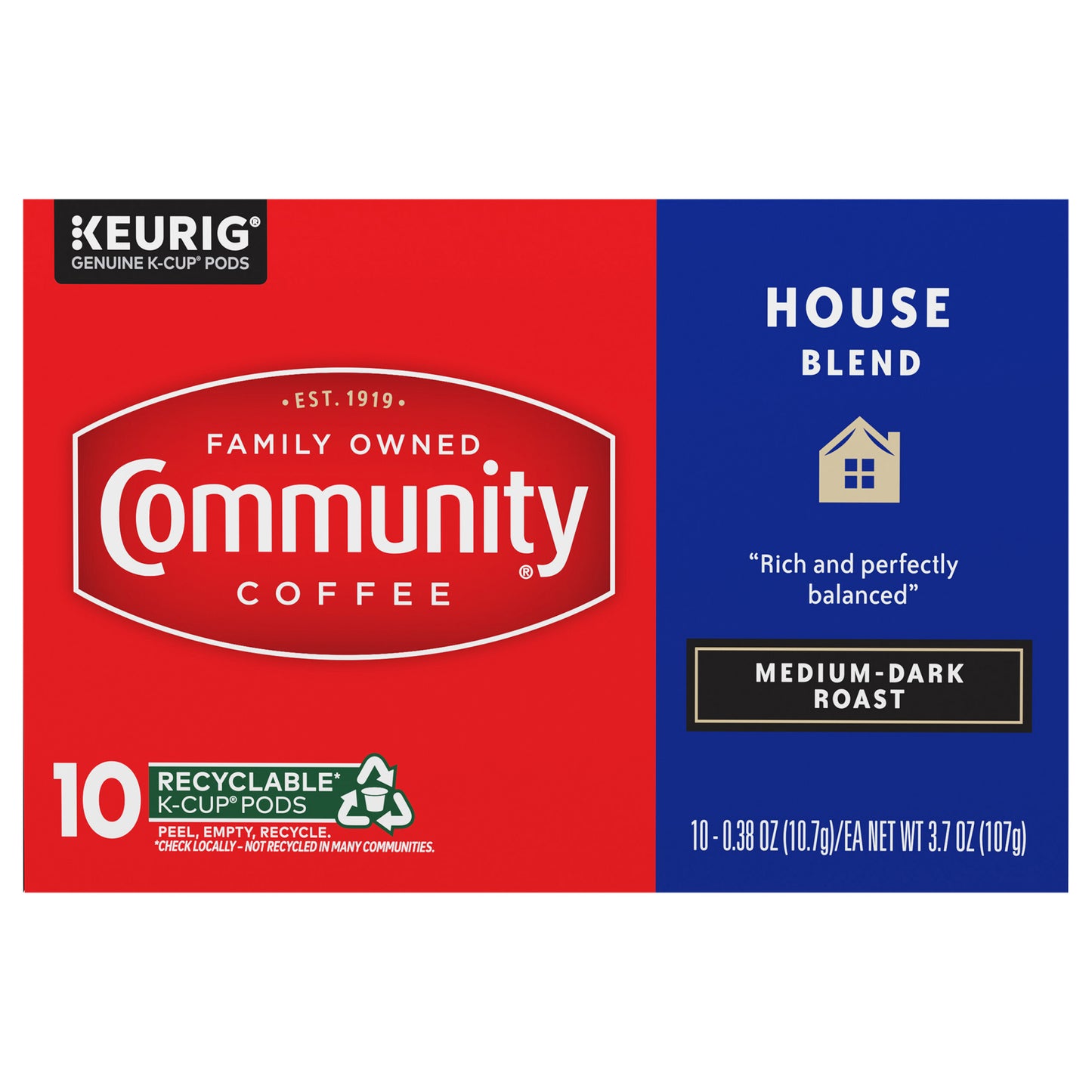 Community® Coffee House Blend Medium-Dark Roast Keurig® K-Cup® Pods 10 ct Box