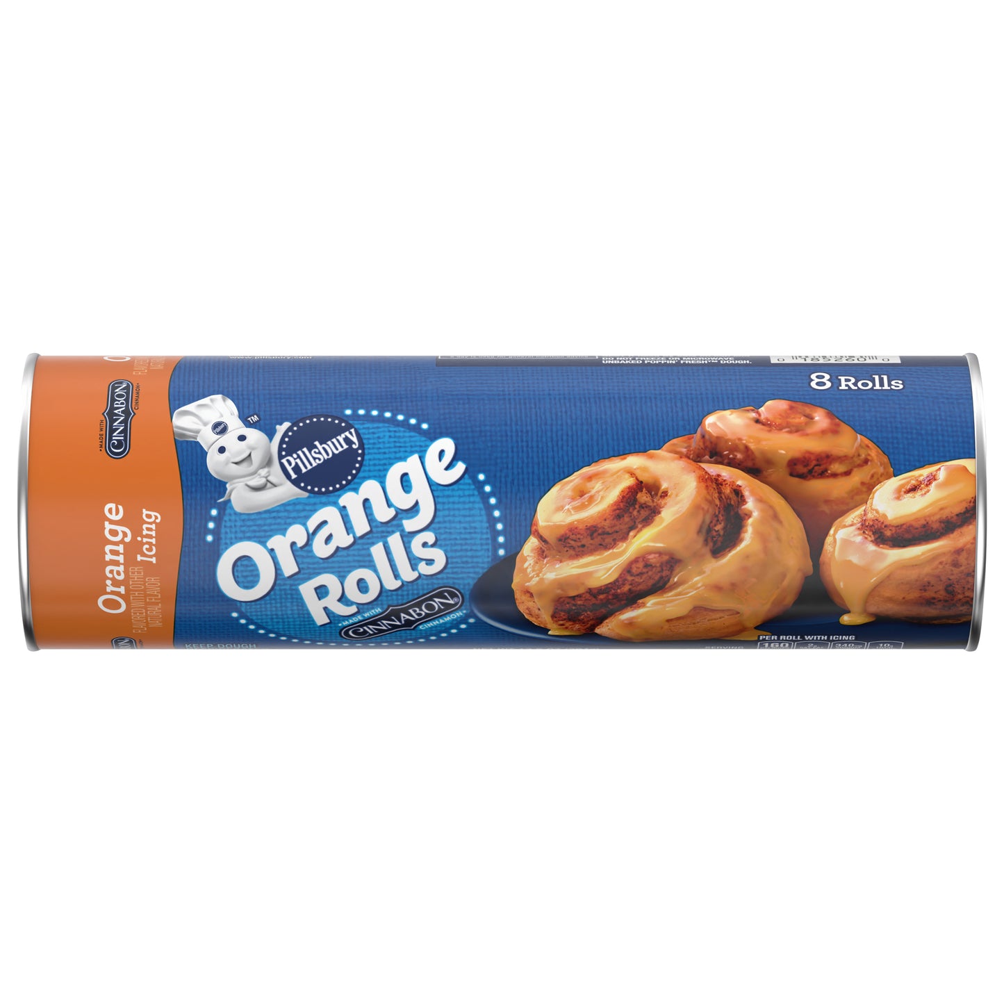 Pillsbury Orange Rolls with Cinnabon Cinnamon and Orange Icing, Refrigerated Canned Pastry Dough, 8 Rolls, 13.9 oz