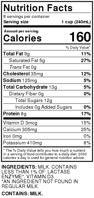 100% Lactose Free Whole Milk