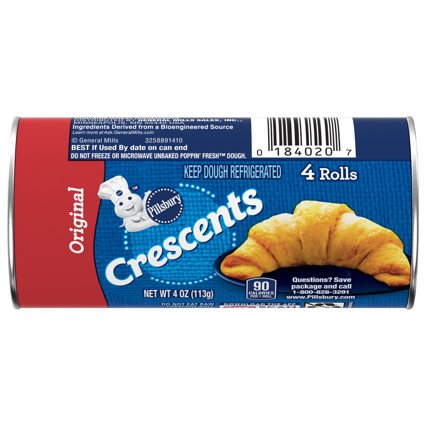 Pillsbury Crescent Rolls, Original Refrigerated Canned Pastry Dough, 4 Rolls, 4 oz