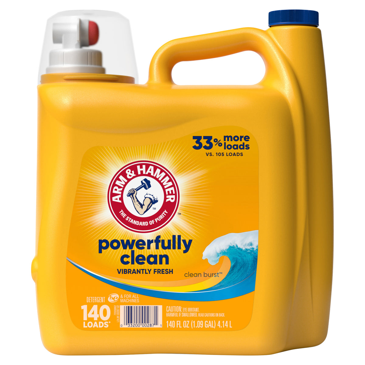 ARM & HAMMER Liquid Laundry Detergent, Clean Burst Fresh, 140 fl oz, 140 Loads