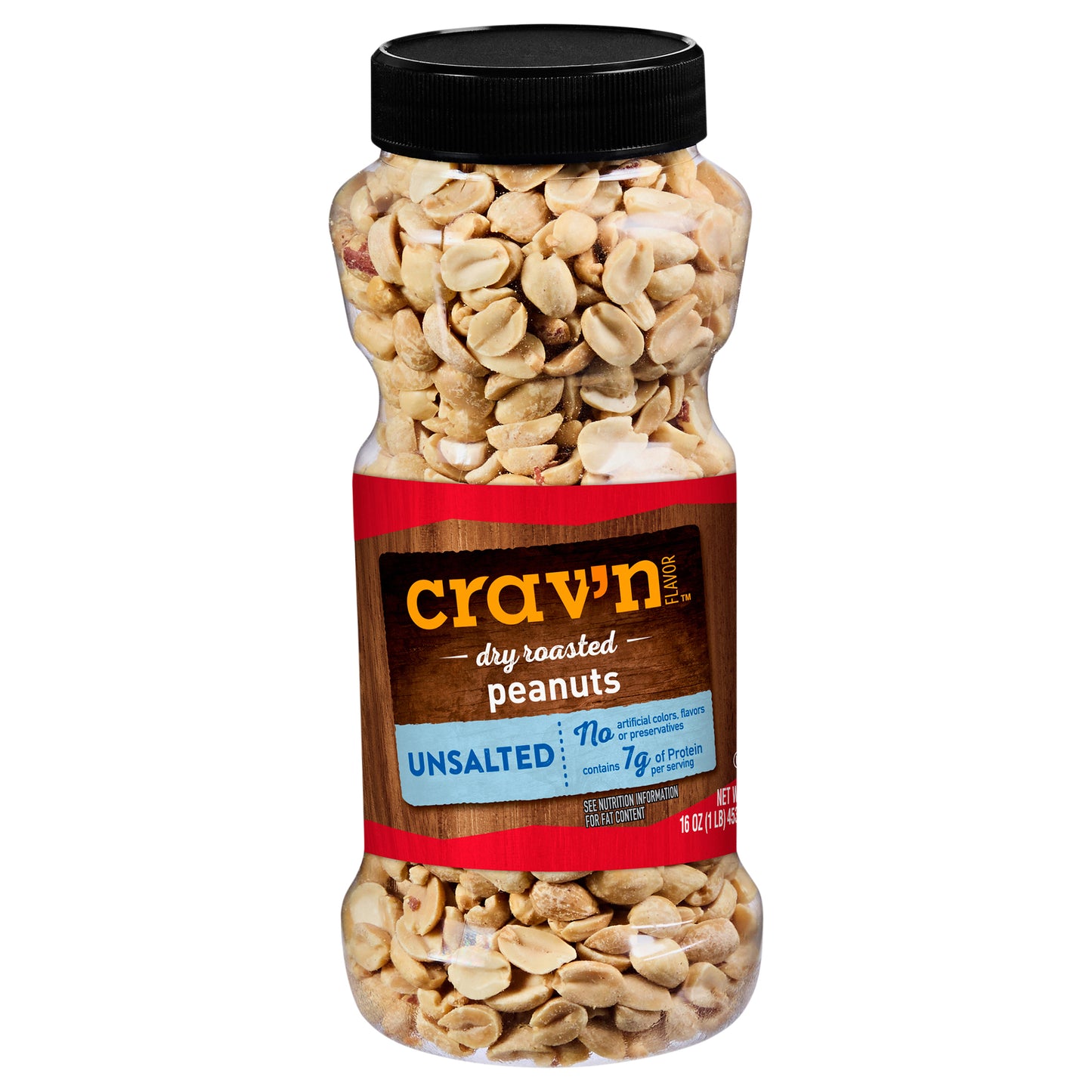 Crav'n Flavor Dry Roasted Unsalted Peanuts 16 oz