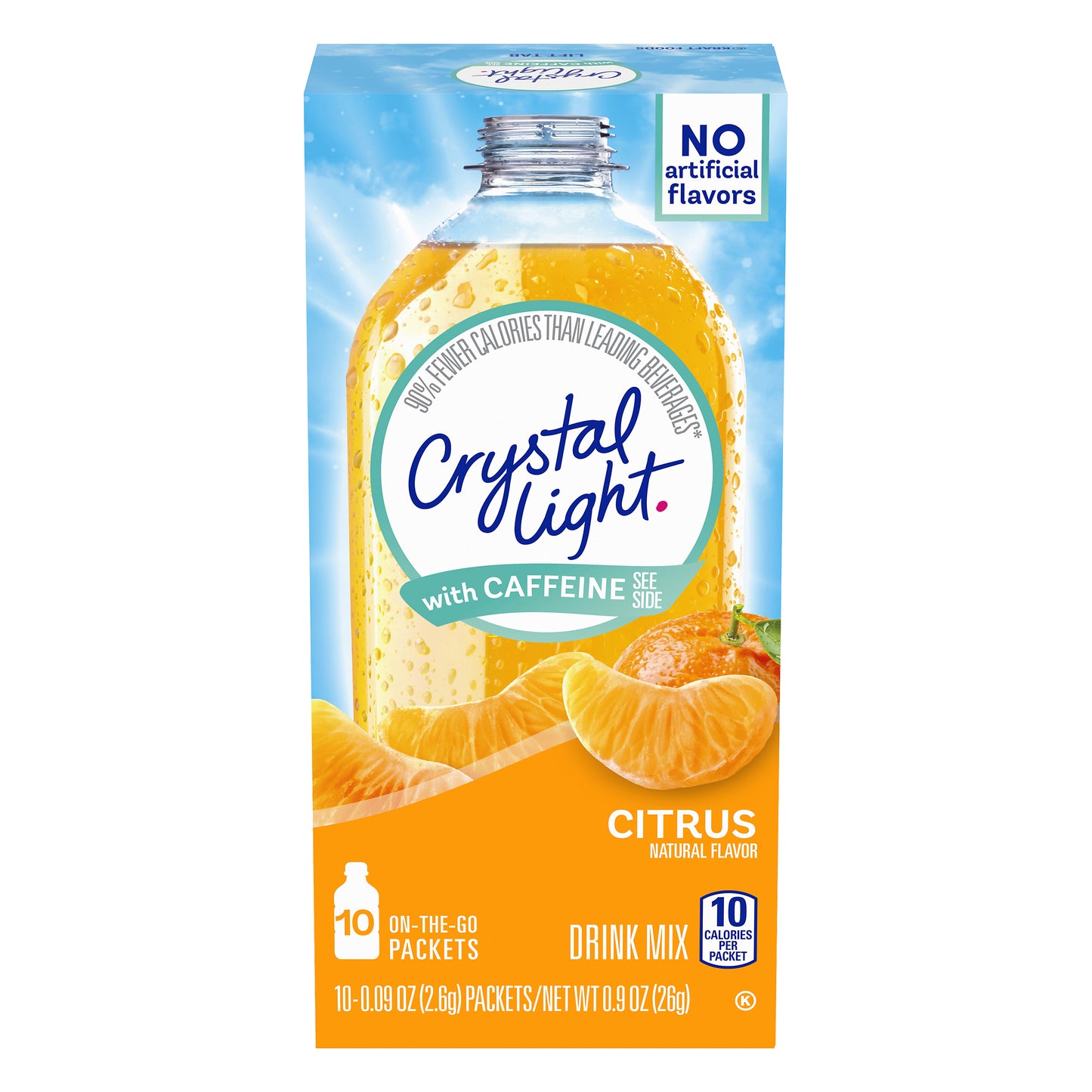 Crystal Light Citrus Naturally Flavored Powdered Drink Mix with Caffeine, 10 ct On-the-Go-Packets
