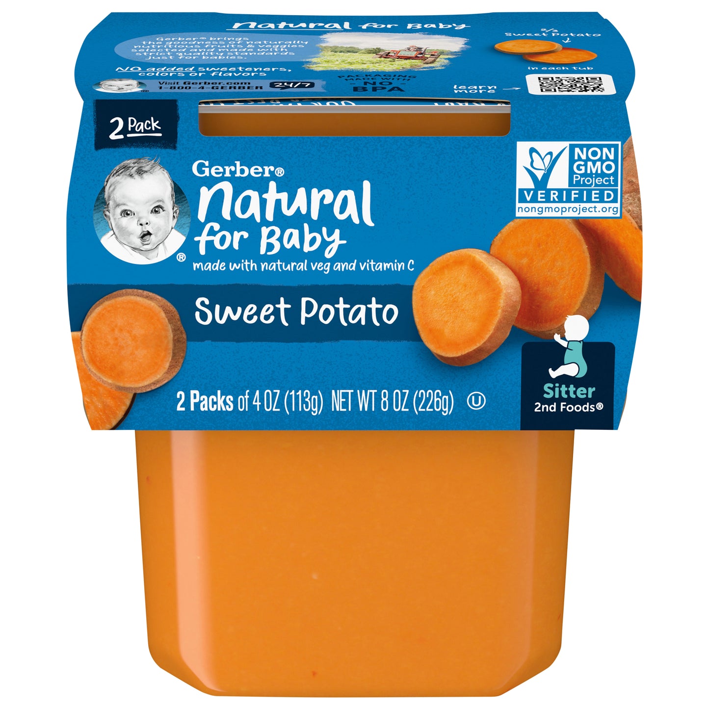 Gerber 2nd Foods Sweet Potato Baby Food, 4 oz. Tubs, 2 Count