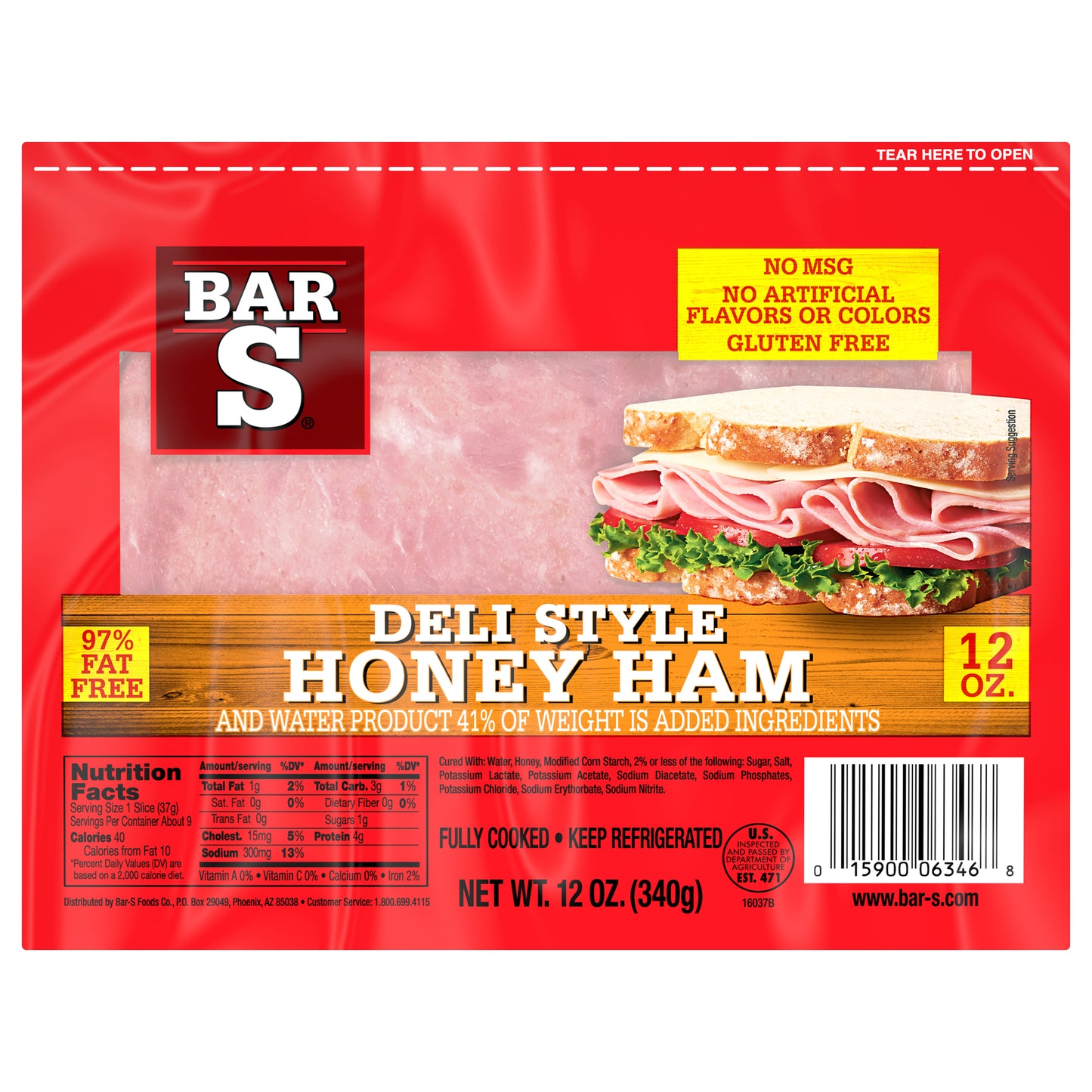 Bar-S® Deli Style Honey Ham 12 oz. Pack