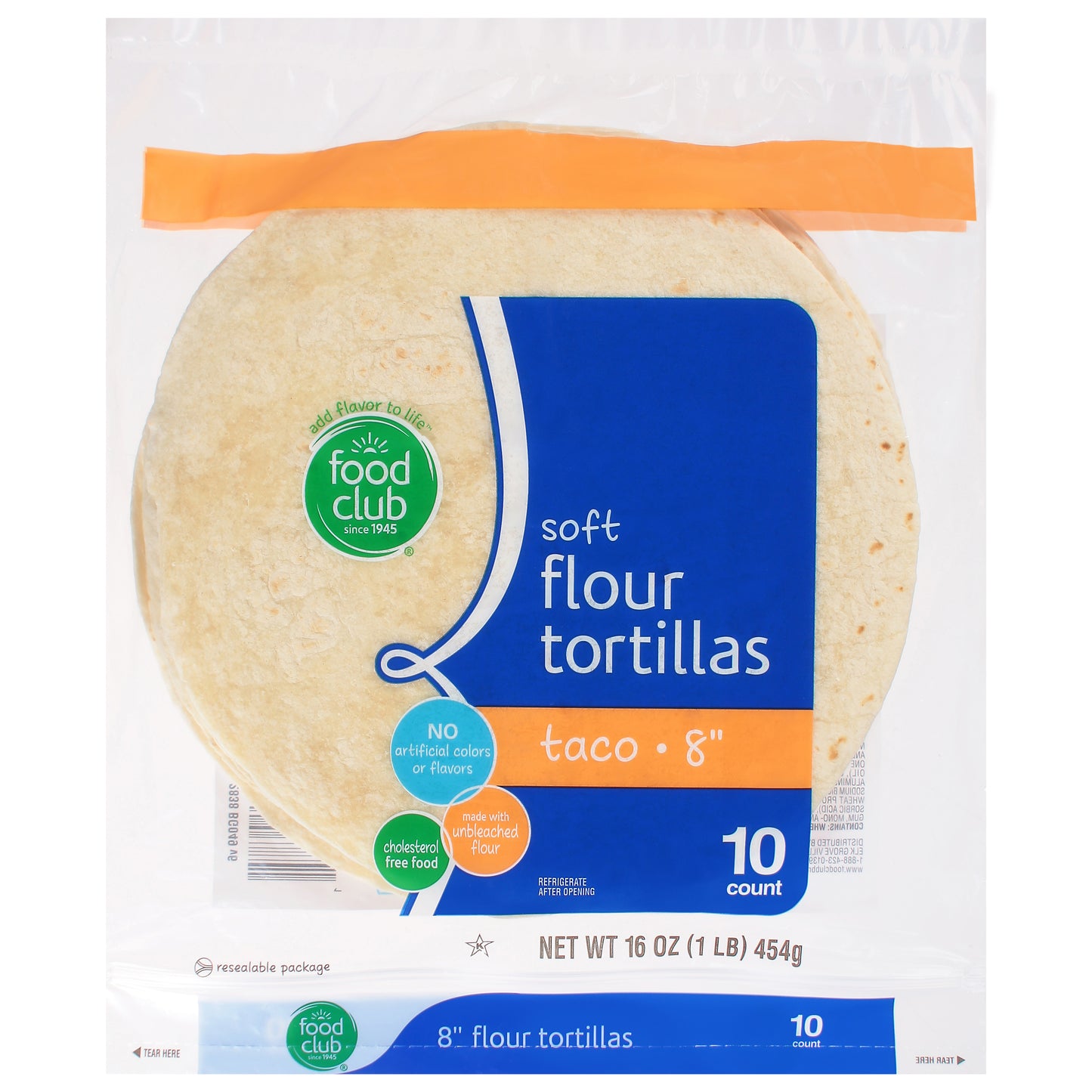 Food Club 8 Inch Taco Soft Flour Tortillas 10 ea