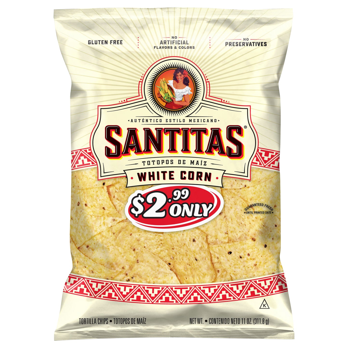 Santitas Tortilla Chips White Corn 11 Oz