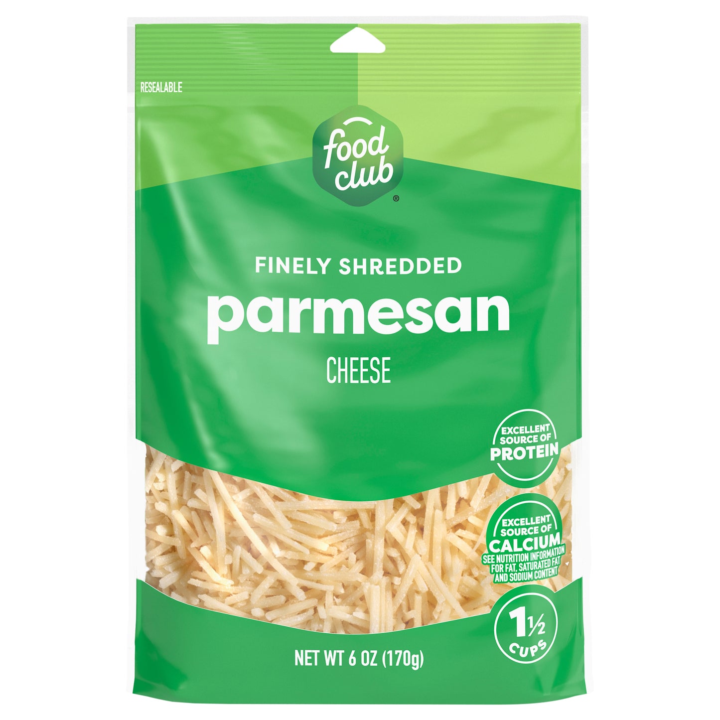 Food Club Parmesan Finely Shredded Cheese 6 oz