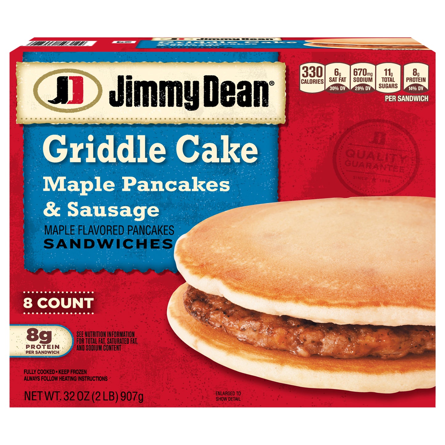Jimmy Dean Griddle Cake Breakfast Sandwiches with Maple Pancakes and Sausage, Frozen, 8 Count