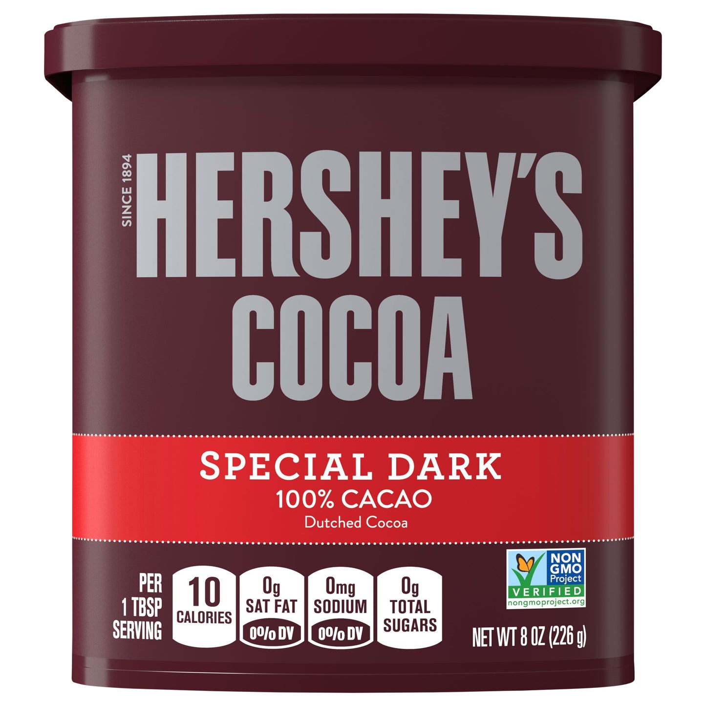HERSHEY'S Special Dark Mildly Sweet Dark Chocolate Sugar Free Cocoa, Halloween Baking Supplies, 8 oz, Container