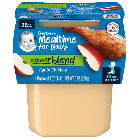 Gerber Mealtime for Baby 2nd Foods PowerBlend Apple Chicken Dinner 2 - 4 oz Tubs
