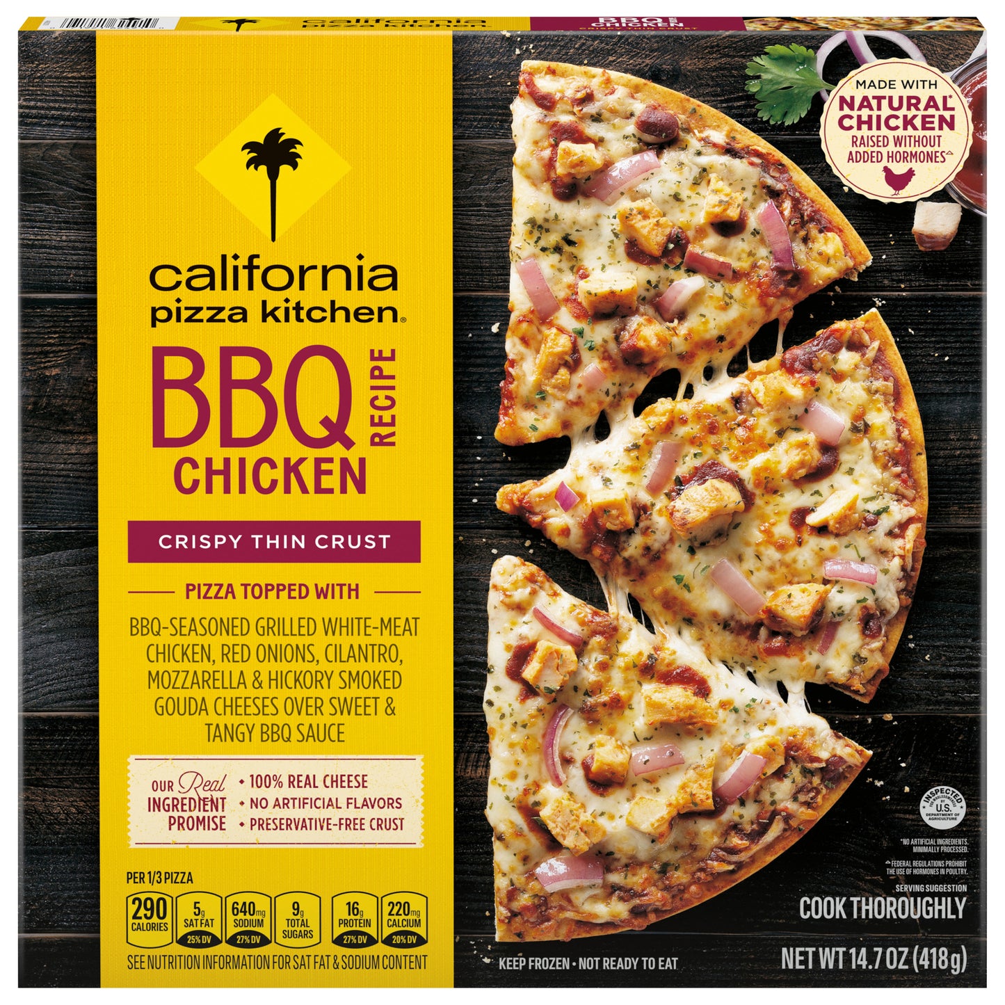 California Pizza Kitchen BBQ Recipe Chicken Frozen Pizza, Chicken Pizza on a Crispy Thin Crust 14.7 oz.