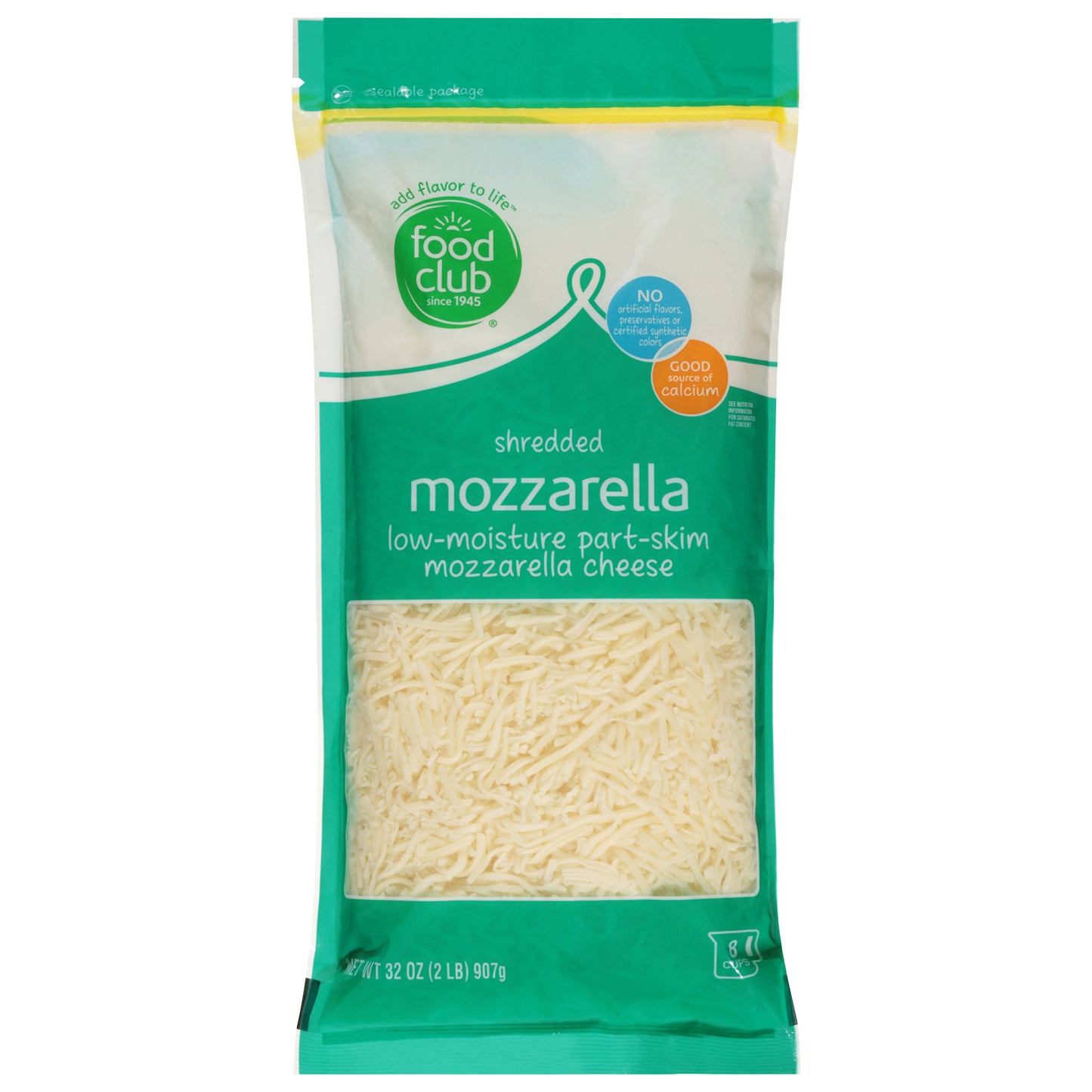 Food Club Low-Moisture Part-Skim Mozzarella Shredded Cheese 32 oz