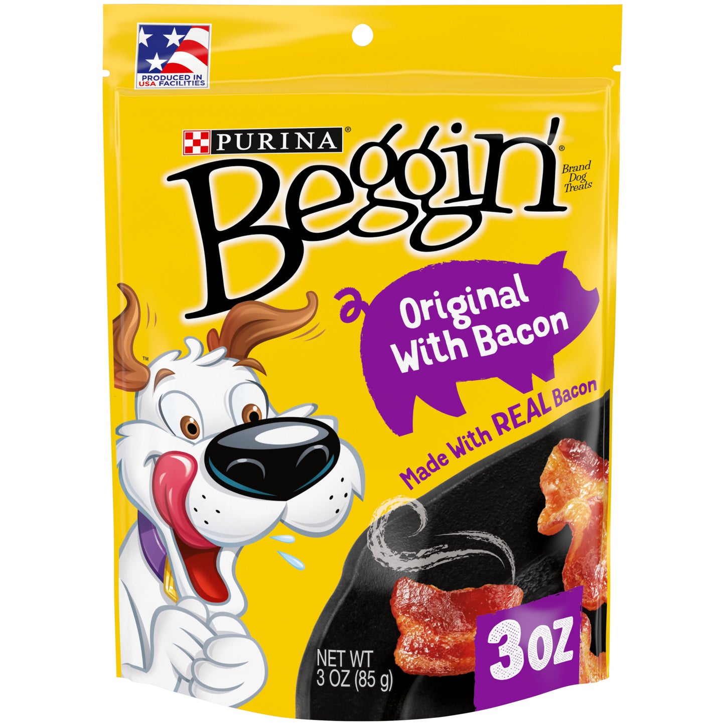 Purina Beggin' Strips Real Meat Dog Treats, Original With Bacon Flavor - 3 oz. Pouch