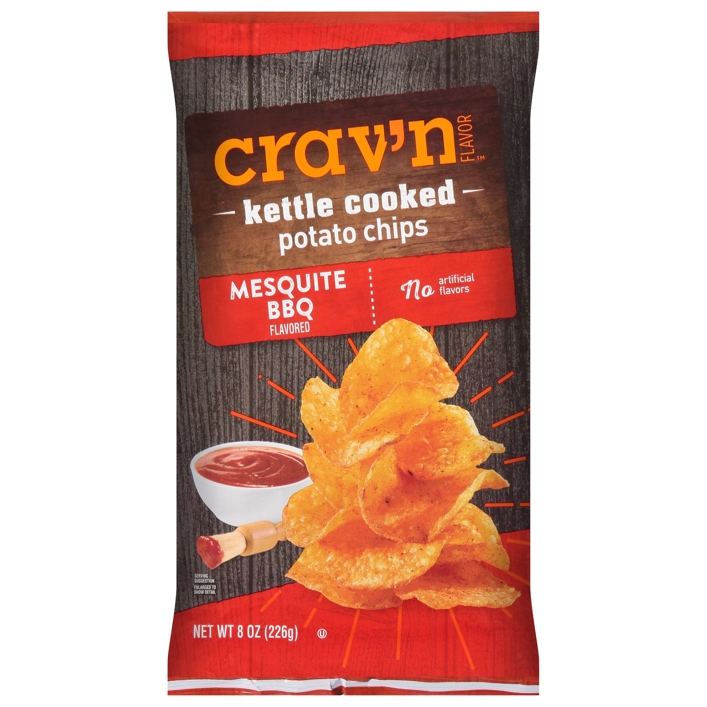 Crav'n Flavor Kettle Cooked Mesquite BBQ Flavored Potato Chips 8 oz