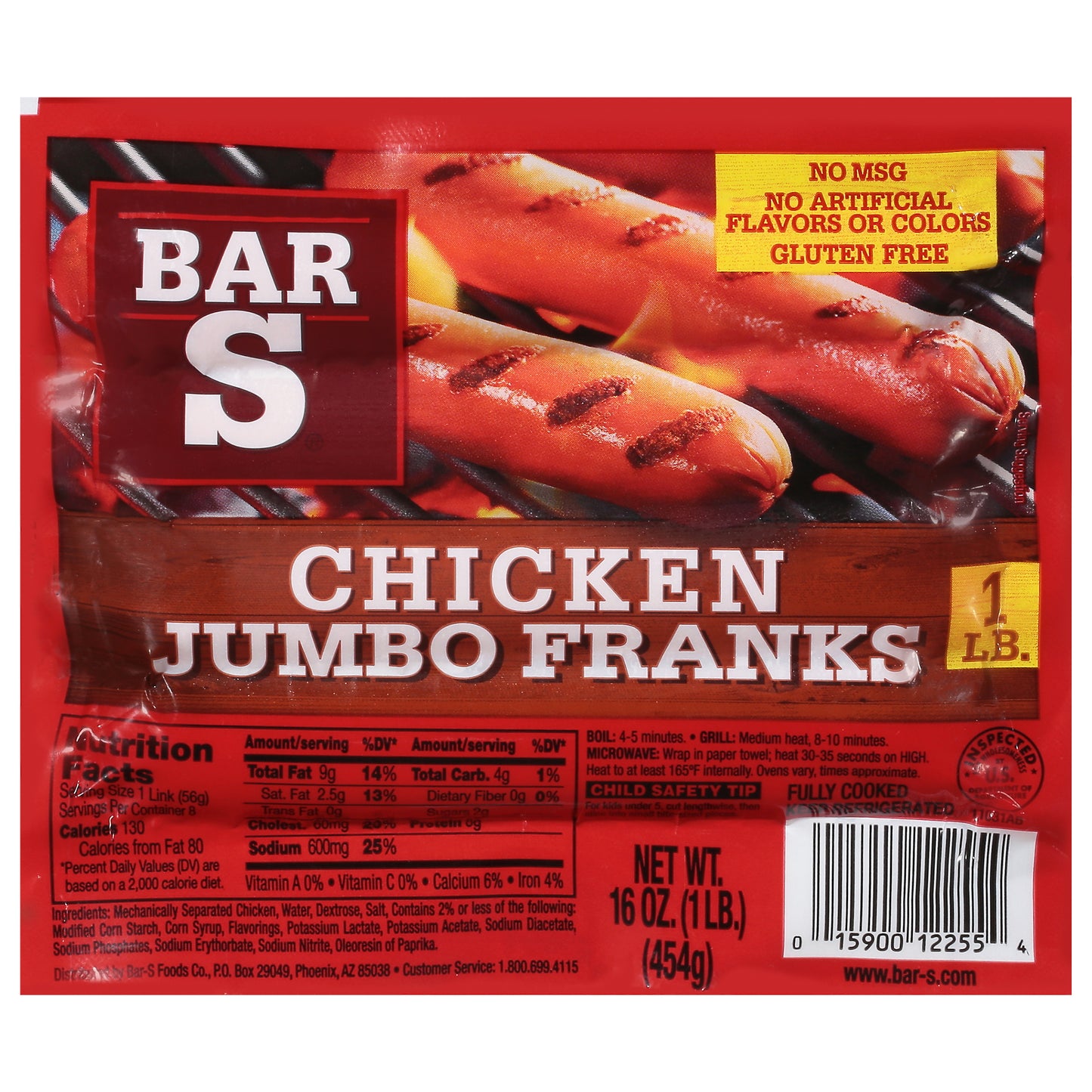 Bar S Jumbo Chicken Franks 16 oz