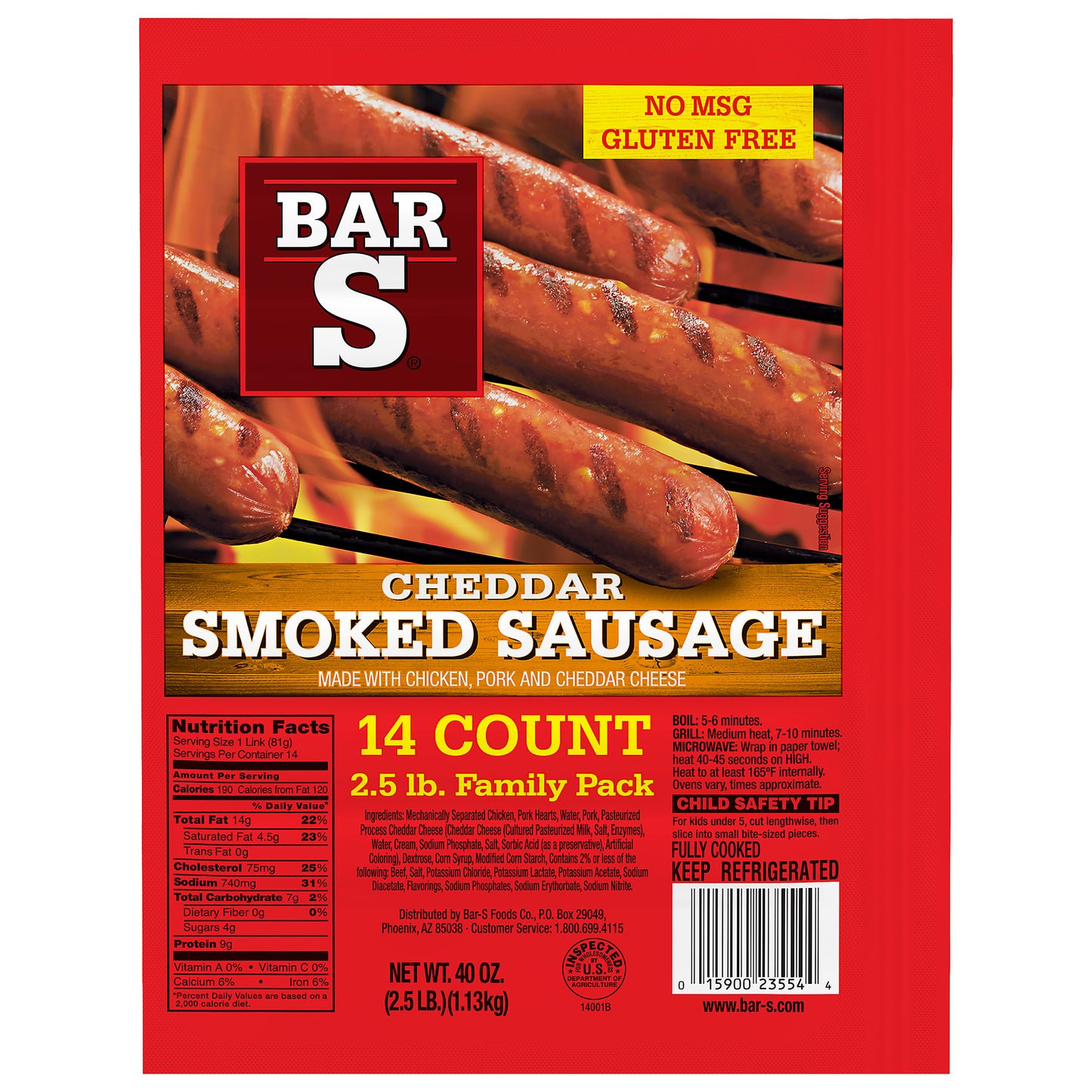 Bar-S® Cheddar Smoked Sausage 14 ct Pack