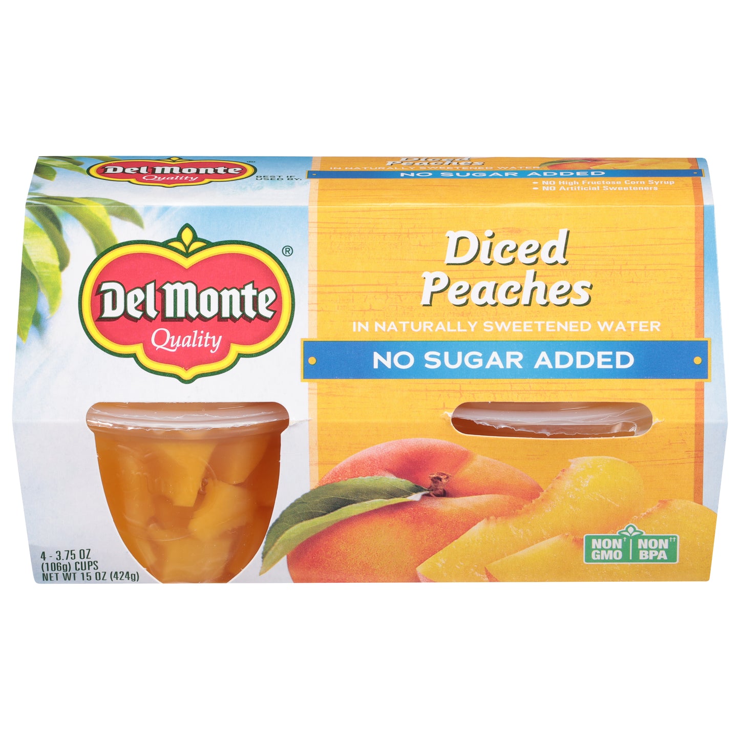 Del Monte Diced Peaches in Naturally Sweetened Water 4 - 3.75 oz Cups